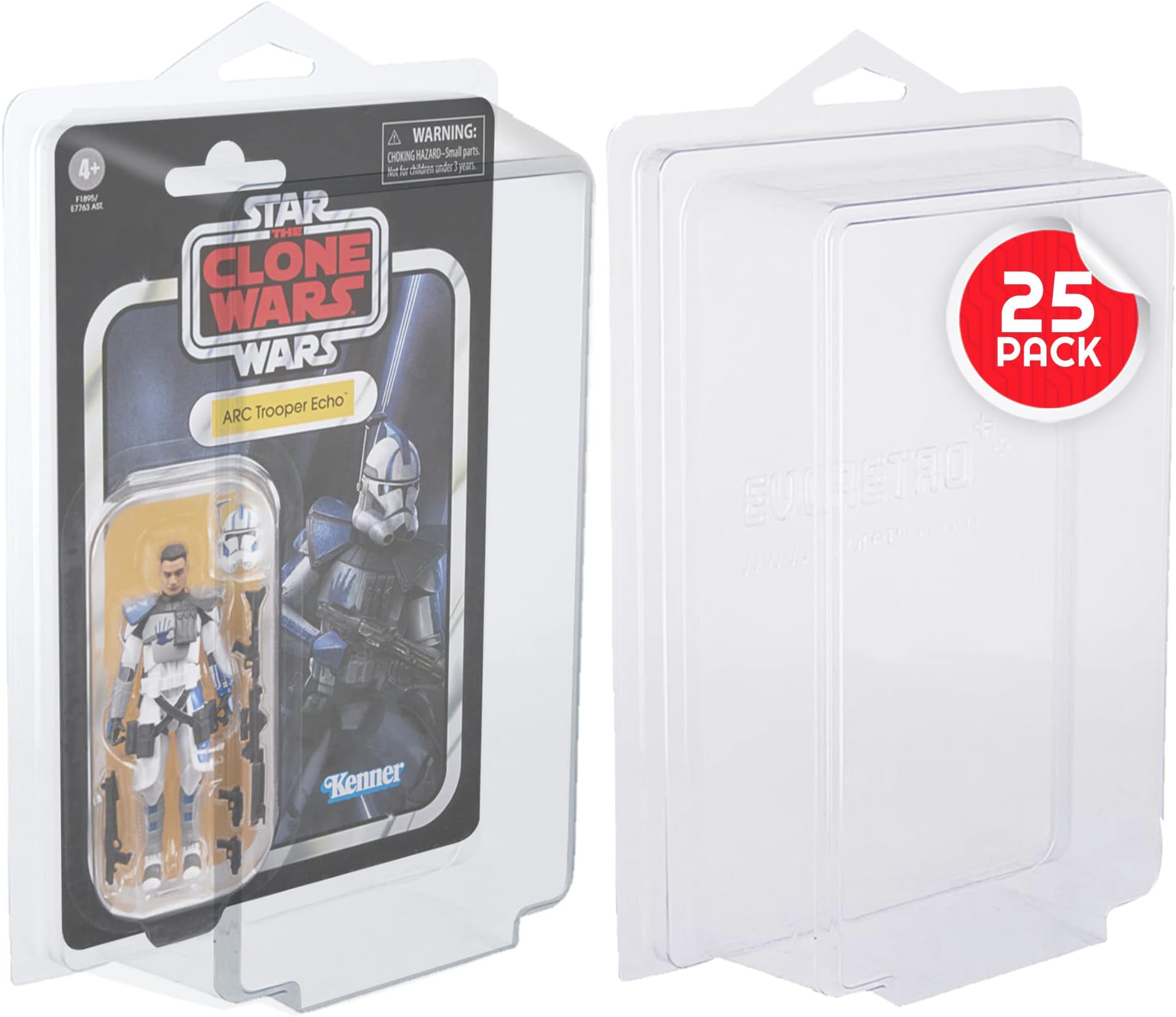 Action Figure Display Case for 3.75 in Carded Toy Figures Such as Star Wars, Marvel Legends, Motu, GI Joe, Durable Plastic Retro Blister Protective Cases