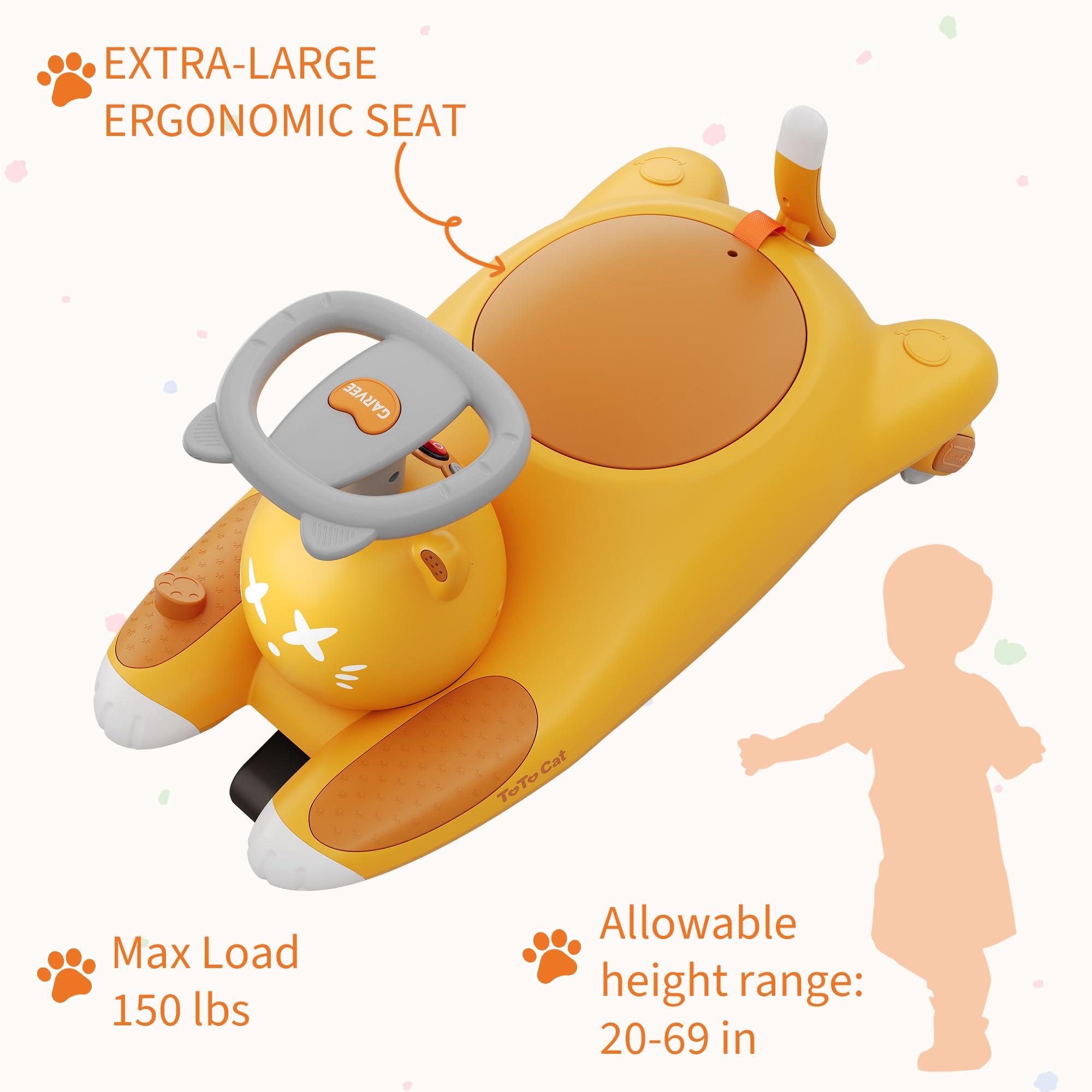 2-en-1 Voiture électrique Enfant 6V Type Wiggle Car à pédales - Moteur 45W - 2 Vitesses - Direction 360° - 2 Places - Roues LED + Musique sans Fil - Couleur : Marron (Standard UE)