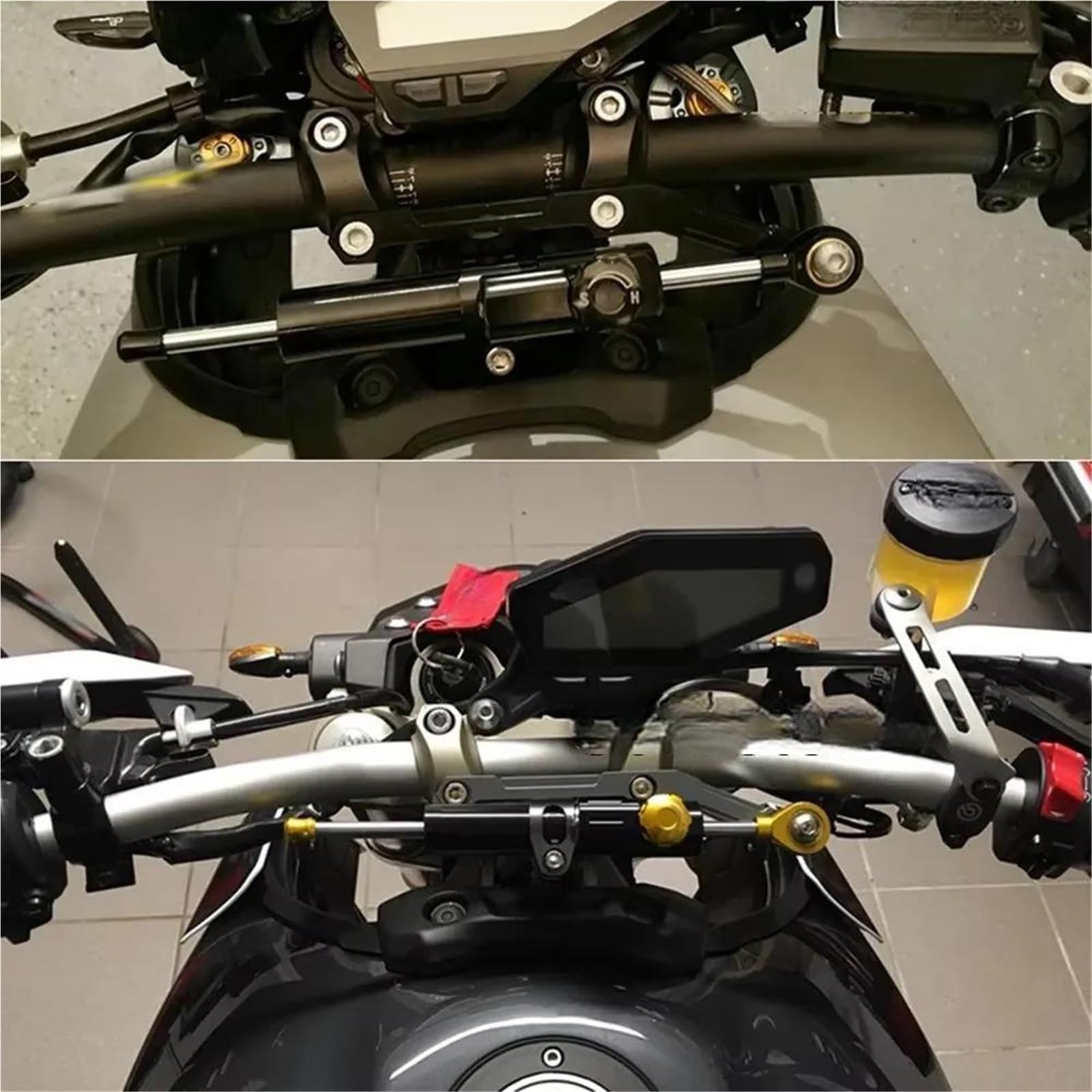 Kit De Stabilisateur D'amortissement Direction Moto pour Yamaha MT-09 FZ-09 2016-2020 Fixation Et Support Contrôle Amortisseur en Aluminium CNC Stabilisateur D'amortissement(Couleur 6)