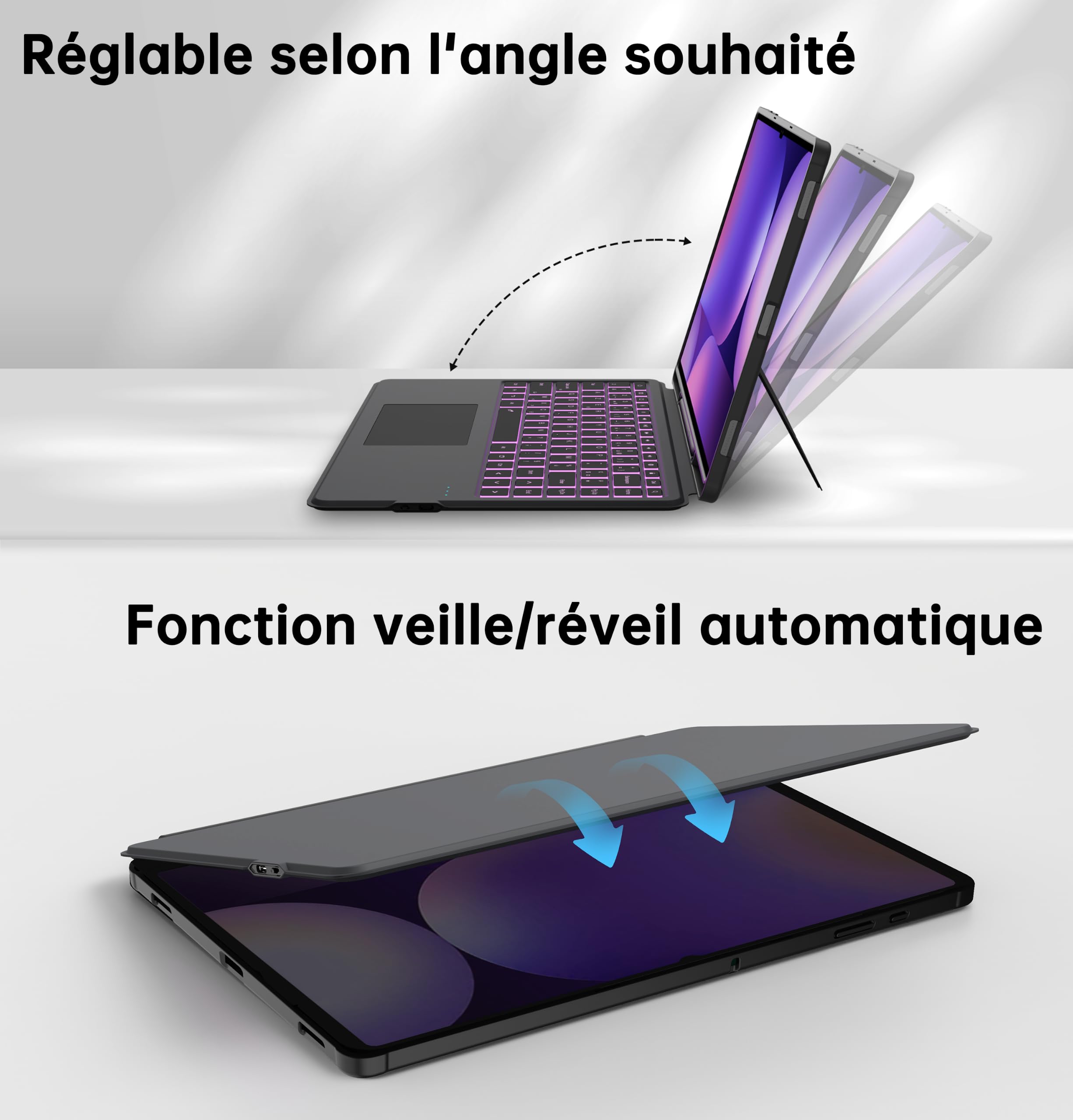 Étui Clavier pour Samsung Galaxy Tab S10 Ultra/S9 Ultra/S8 Ultra 14.6 pouce