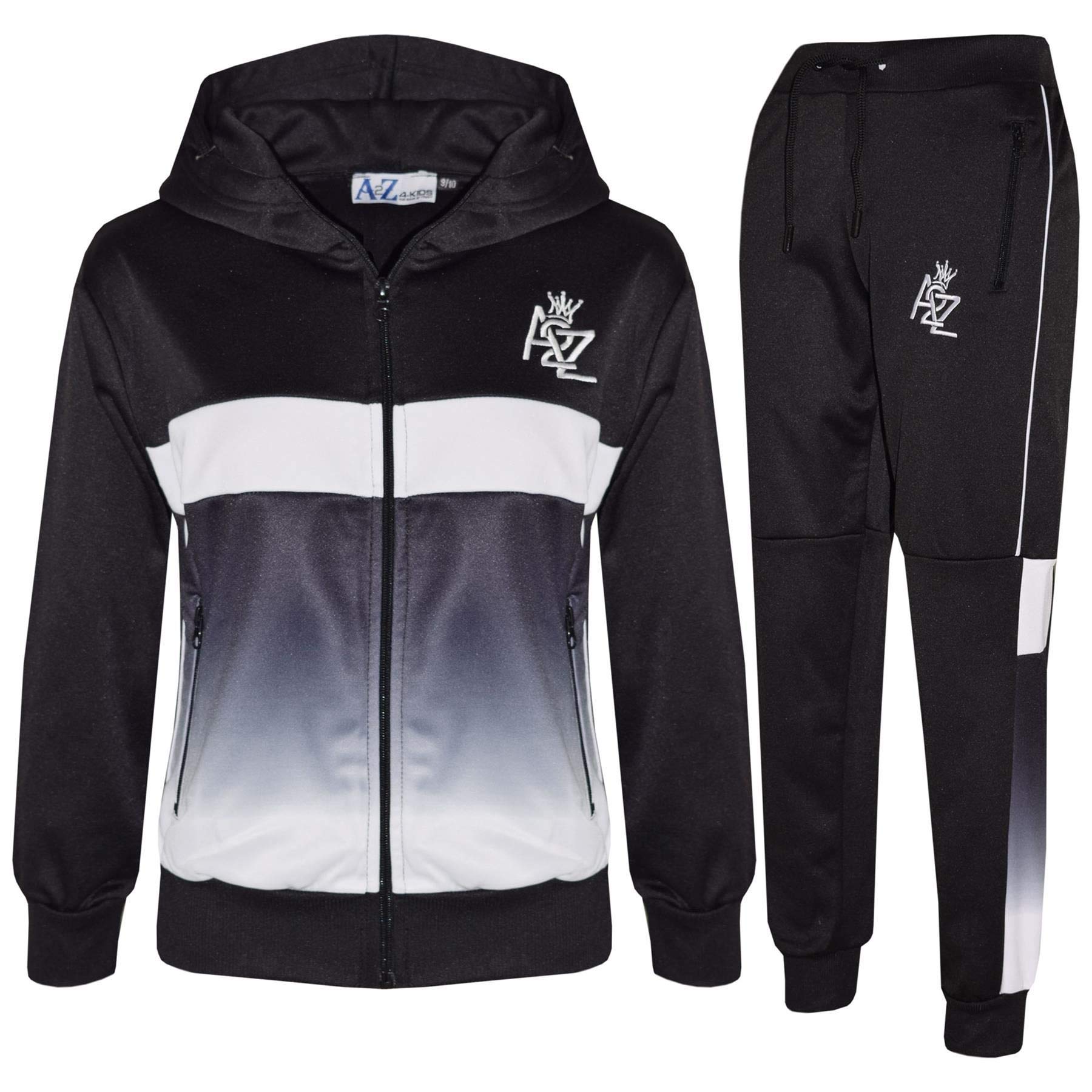 A2Z 4 Kids Boys Girls Tracksuit 3D Digital Two Tone Gradient A2Z Logo - T.S 307 Black 13