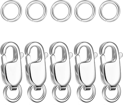 Miniatura 15 de Dailyacc Cierres de pinza de langosta para hacer joyas, oro y plata con anillos de salto, cierres seguros para collares, pulseras, manualidades