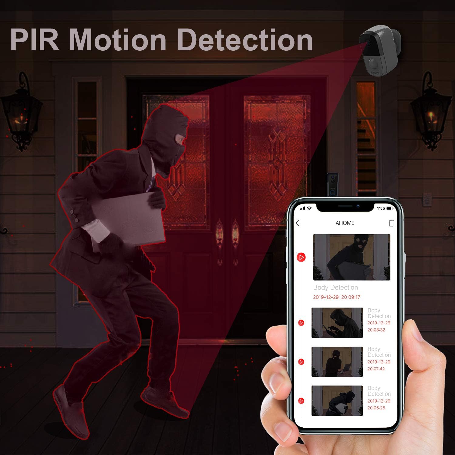 Exclusive Discount 90% Price AHOME C1 Wireless Rechargeable Battery Powered Outdoor Security Camera/Indoor Baby Monitor with PIR Motion Detection, Waterproof 1080P Night Vision, 2-Way Audio, 2.4Ghz WiFi, Cloud Storage - White
