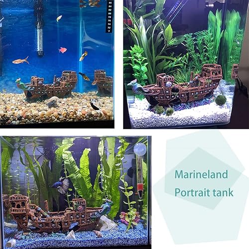 Miniatura 7 de Pequeño acuario naufragio, barco pirata hundido, barco de guerra, pecera, decoraciones para Betta