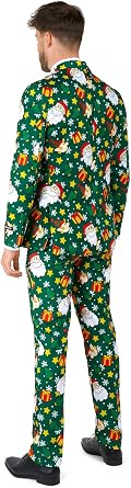 Suitmeister Men's Christmas Suit - Ugly Holiday Festive Outfit - Includes Blazer, Pants, Tie