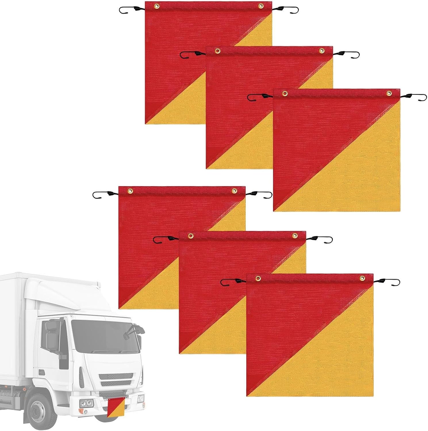 Safety Flags for Trucks - Safety Warning Flags with Elastic Cord,Weatherproof High Visibility 18 x 18 Inch Banner for Tow Vehicle Farm Construction Trailer
