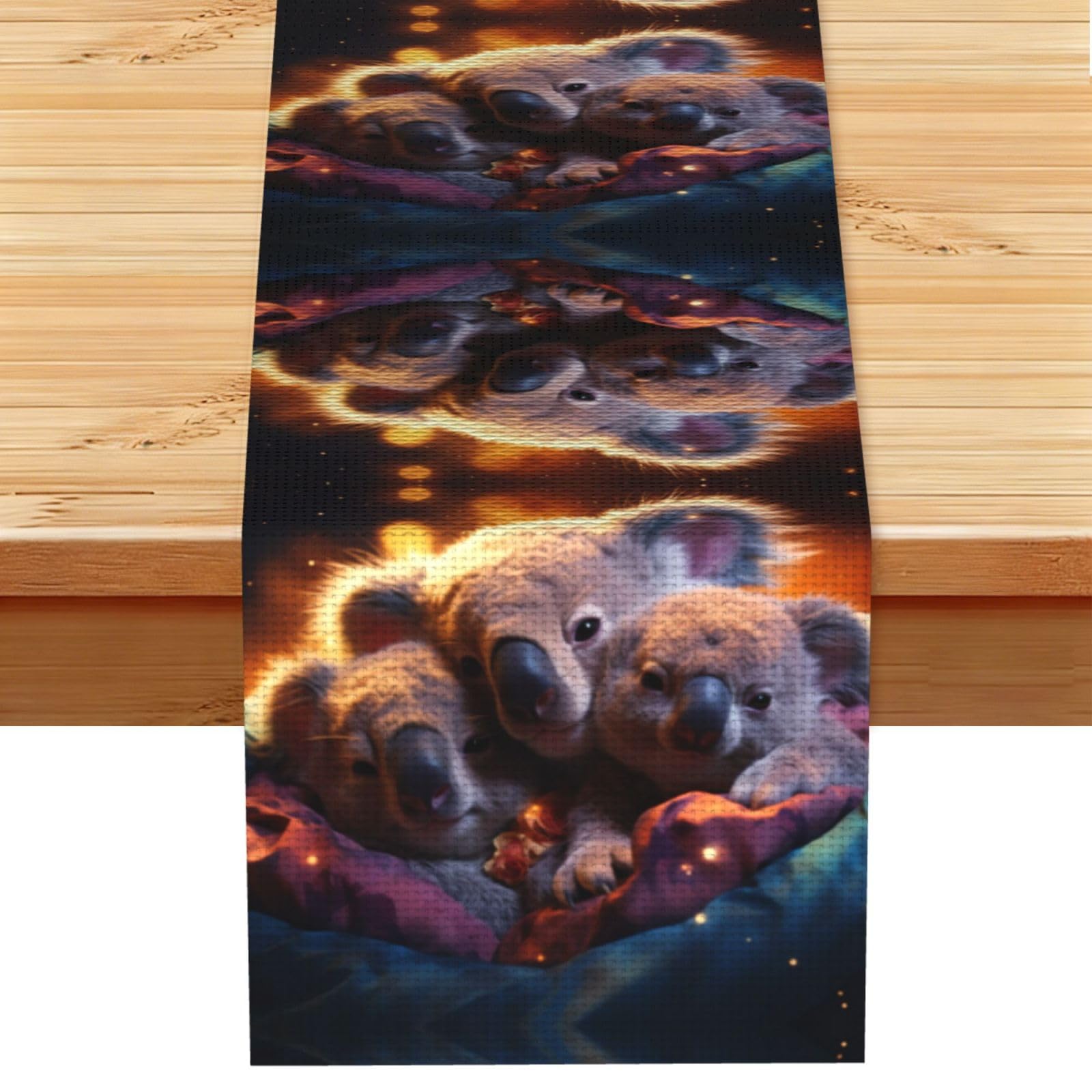 The Koala Family Linen Feel Table Runner Wedding Party Home Decoration