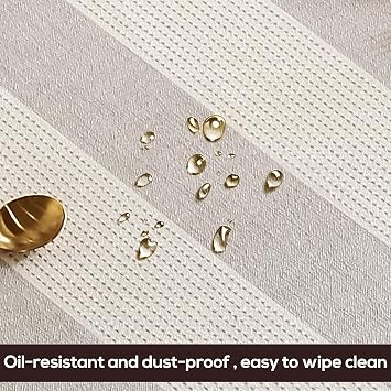 AmHoo Stitching Tassel Tablecloth Striped Table Cloth Rectangle Cotton Linen Dust-Proof Table Cover for Kitchen Dinning 54 x 54 Inch Beige
