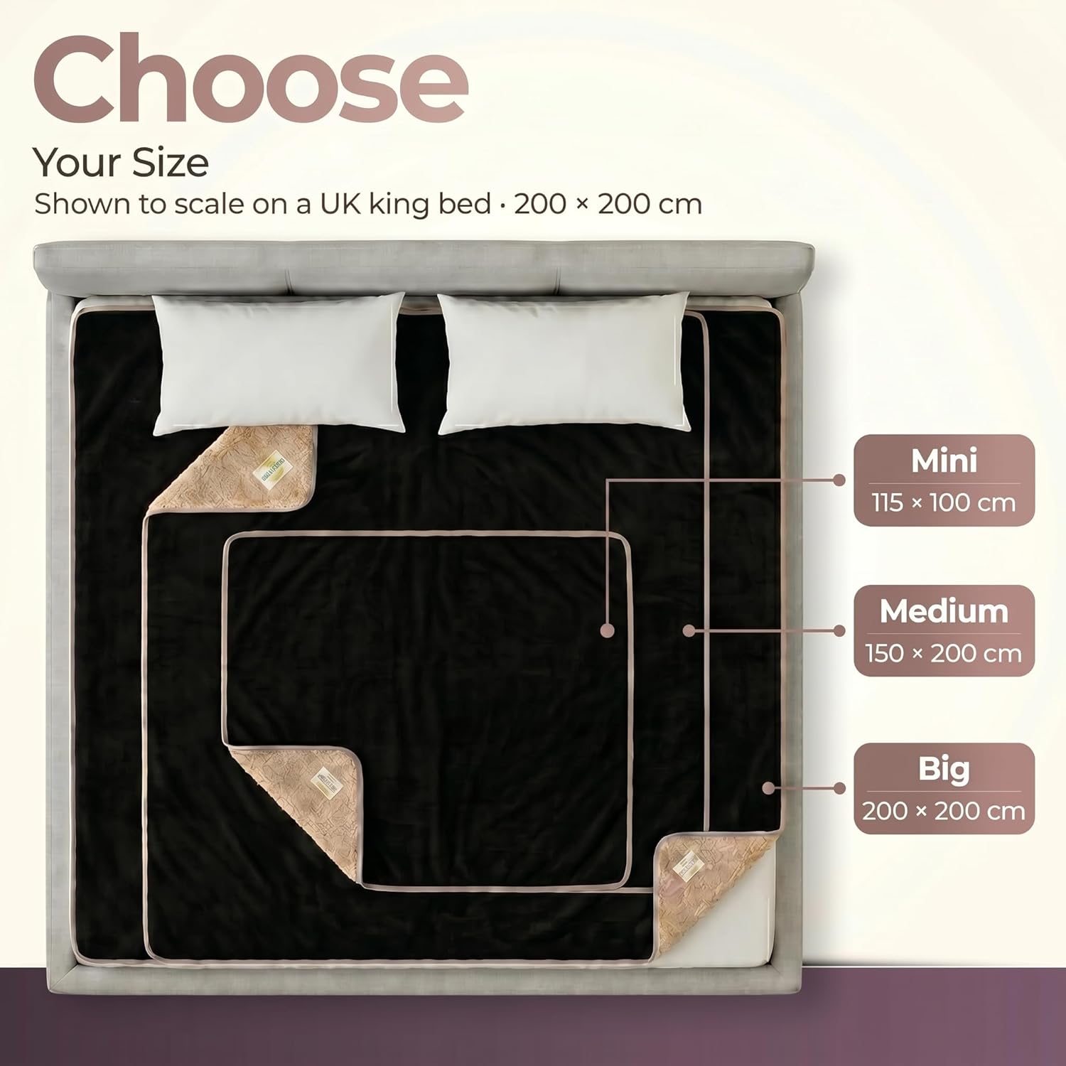 VIP Waterproof Blanket for Bed – Leak & Stain Proof Splash Throw – Fuzzy Cuddle Dry Towel, Pad, Couch Cover – Queen & Twin Size – Washable – Black Waterproof Mattress Protector -50x80 in