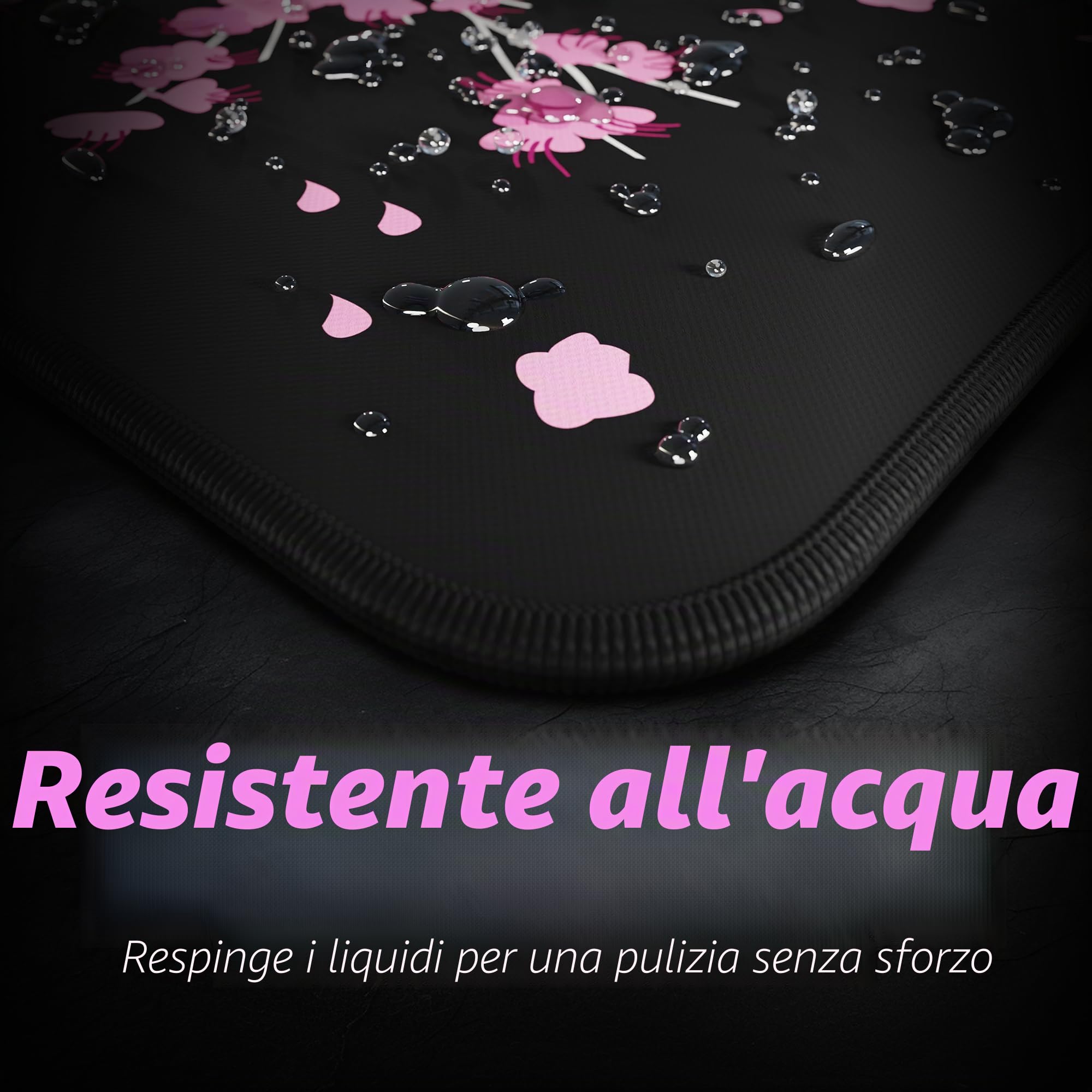 Hystar Tappetino per mouse da gioco esteso | XXL 91,4 x 40,6 cm | Spessore 5 mm, superficie impermeabile, tessuto in poliestere liscio e base in gomma naturale | Sakura Dark