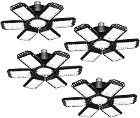 Vista 10 de Paquete de 2 Luces de Garaje, 200W 20000LM 6500K Luces LED de Taller, Luces LED de Garaje para Techo con 6+1 Paneles Deformables, Bombilla de Rosca