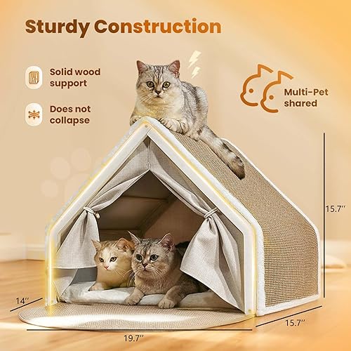 Cat Houses for Indoor Cats — side view showing full product dimensions