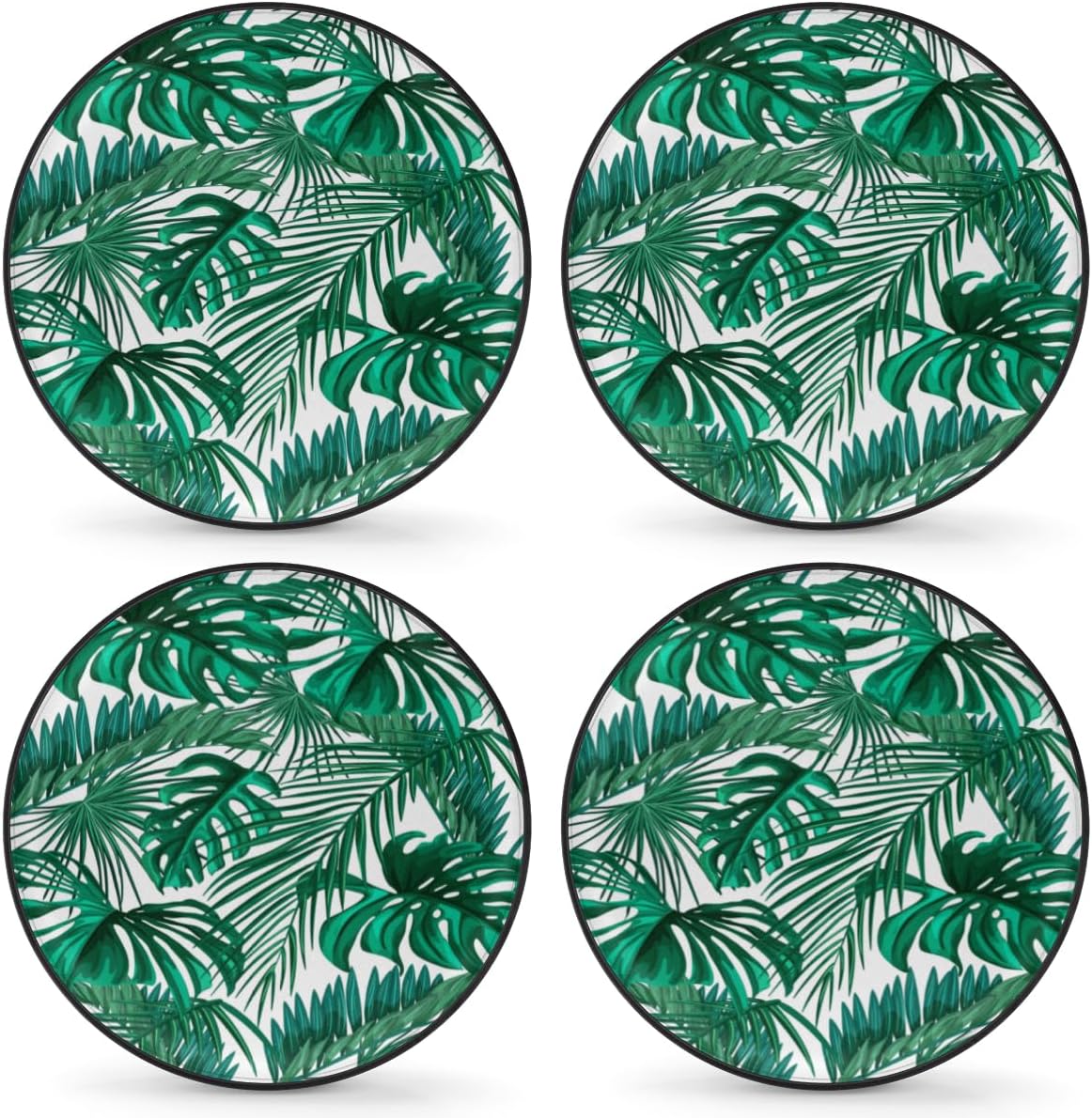 Tropical Palm Leaves Pattern Tire Covers Portable Spare Tire Cover Soft Durable Waterproof Dustproof Set of 4 Bags 14 Inches for Car Truck SUV Trailer Camper