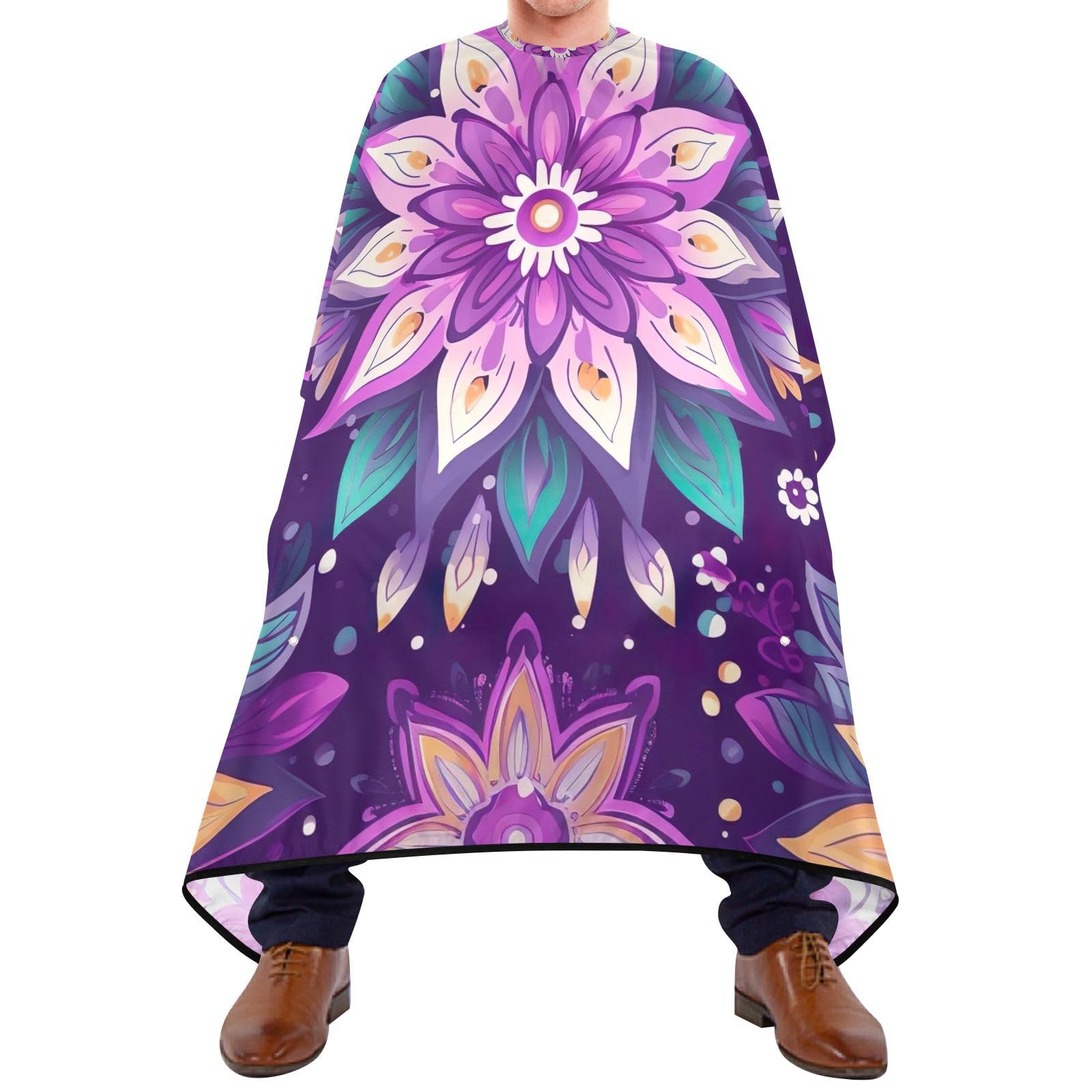 Hezely Purple Mandala Hair Dye Cape, Barber Cape for Adults,Waterproof Salon Cape,Waterproof Hairdressing Styling Hair Cutting, 65