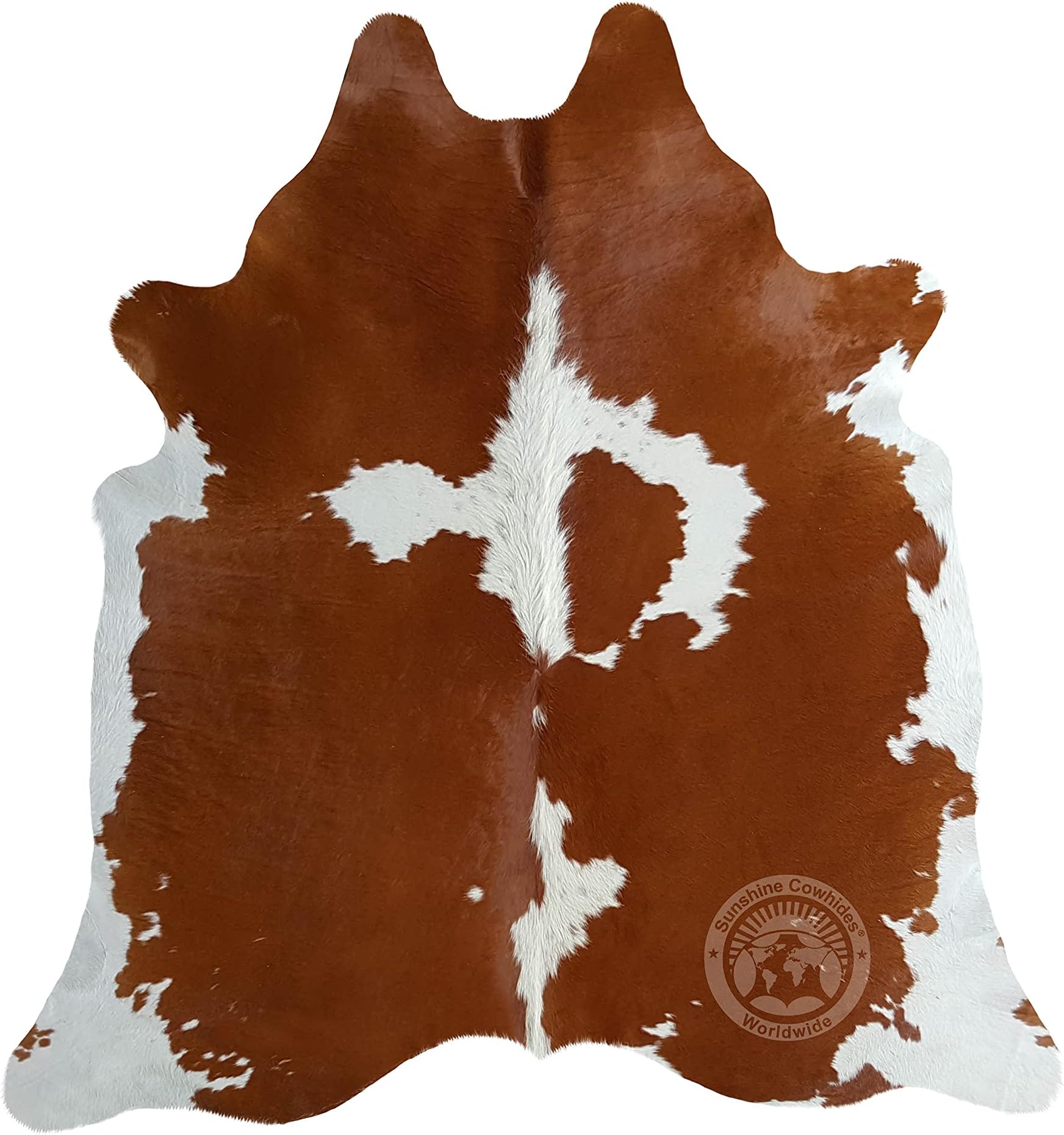 Brown and White Cowhide Rug Natural Cow Skin Cow Hide Leather Area Rug Hair On, 5 ft
