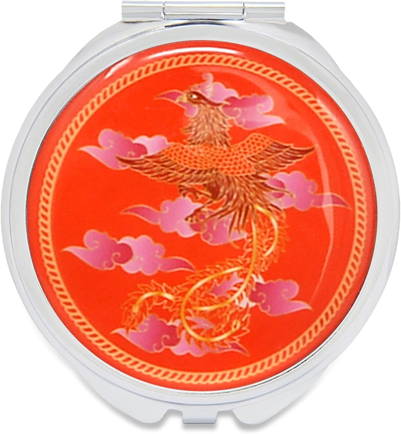 Feng Shui Abundance Pill Boxes with Phoenix Strength and Courage Convenient Makeup Mirror (Red(Phoenix))