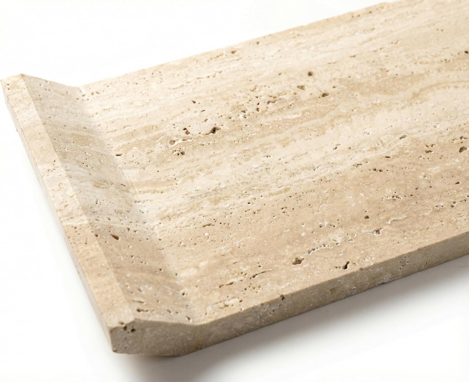 OOBOOB Natural Travertine Marble Tray, Double-Sided Bridge-Shaped Bathroom Tray, Perfume Tray, Multipurpose Perfume Organizer for Home Decor Enthusiasts