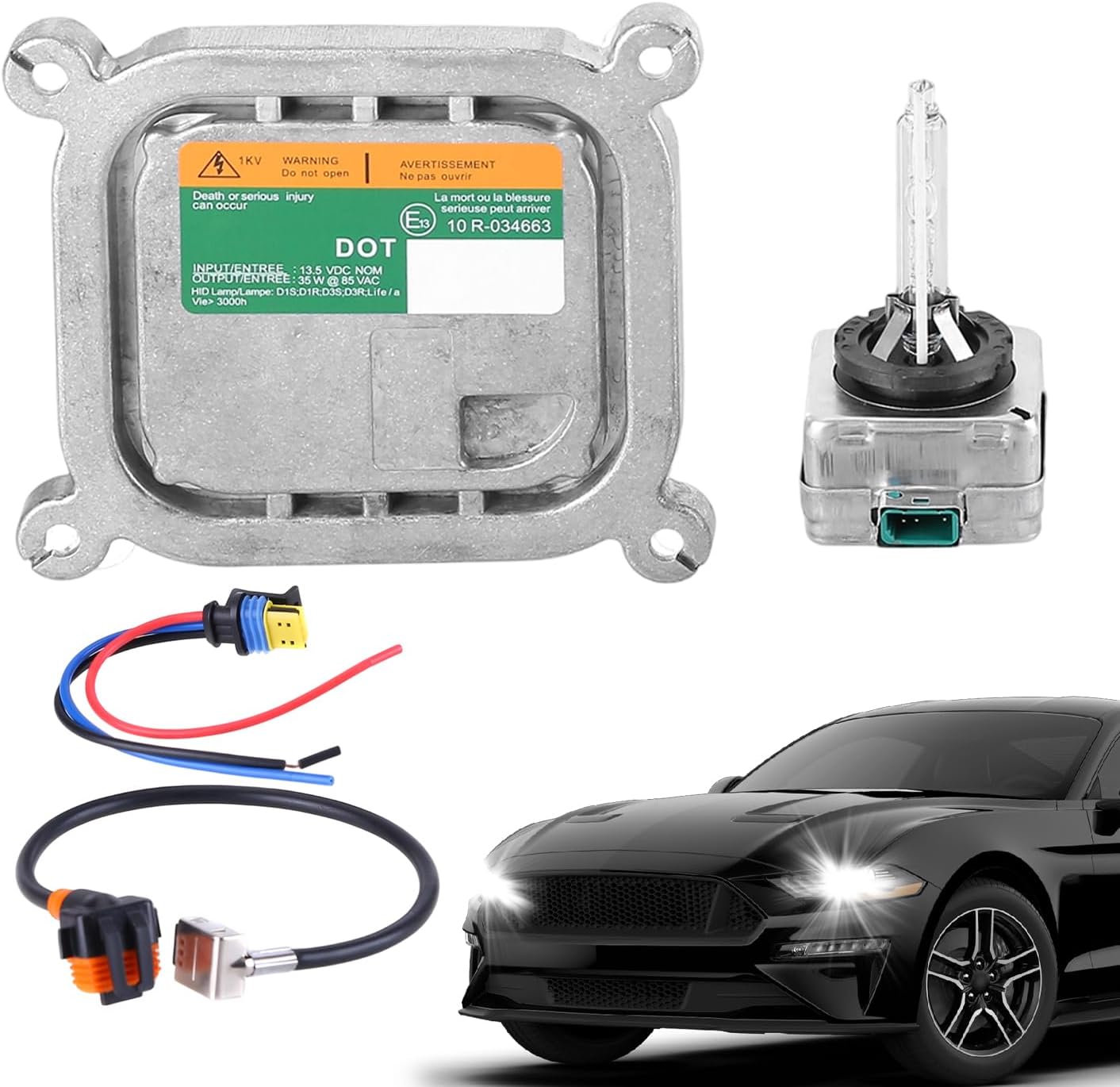 Xenon HID Headlight for Ford Mustang 2010-2019 Ballast Control Unit Module with Igniter & D3S Bulb 8A5Z-13C170-A DL3Z-13C170-A 10 R-034663