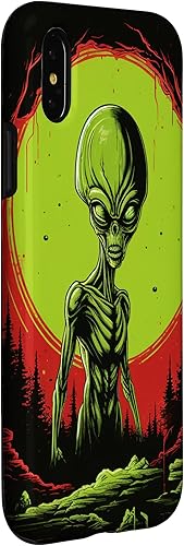 Vista 9 de iPhone 13 Pro Max Cute Green Alien Head UFO Space Face Alien Case