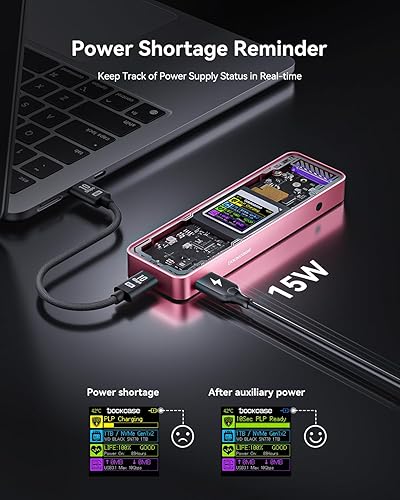 Miniatura 4 de DOCKCASE Explorer Edition M.2 NVMe carcasa SSD, compatible con PLP de 10 segundos evita la pérdida de datos de escritura, USB 3.2 Gen 2 Tipo-C (10