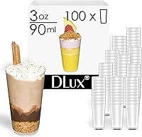 Vista 2 de DLux 100 x 3 oz Mini tazas de postre, tirador - taza de aperitivo de plástico transparente parfait - pequeño vaso reutilizable tirador