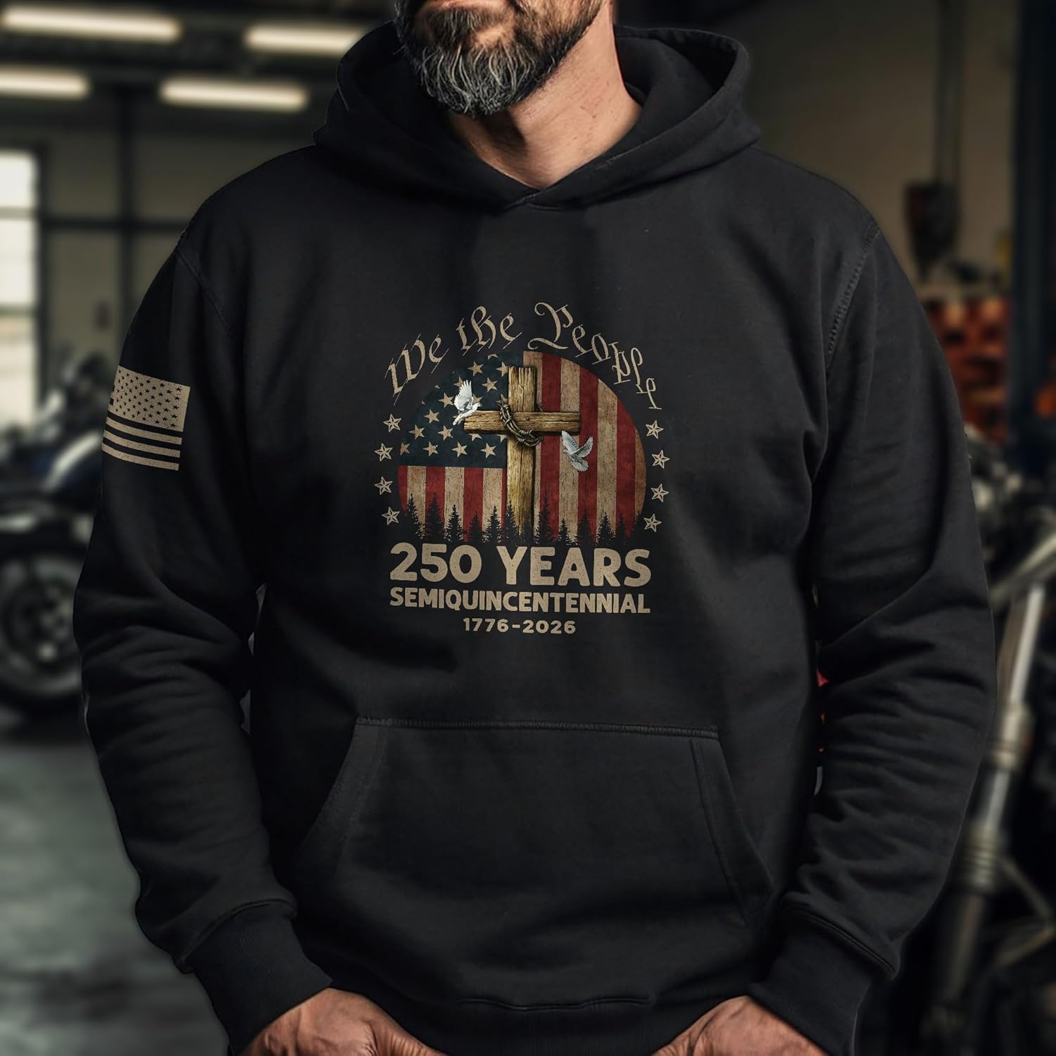 Christian Hoodies, America 250 Merchandise, Semiquincentennial America 250 Hoodie, Cross Hoodie - Image 6