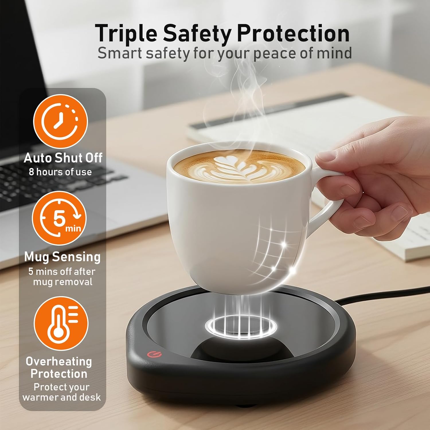 Kaffeetassenwärmer mit Abschaltautomatik – Perfekte Lösung für warme Getränke am Schreibtisch!