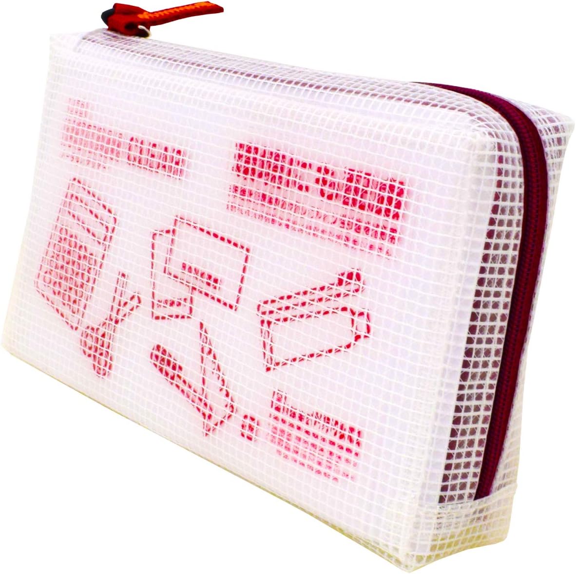 サクラクレパス Sakura Crepas Notum Mesh Case with Gusset, Clear, Passbook Size, Red, 10 Pieces, UNCM-B#19 (10)