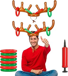 2 Set Christmas Inflatable Reindeer Antler Hat,Christmas Rei