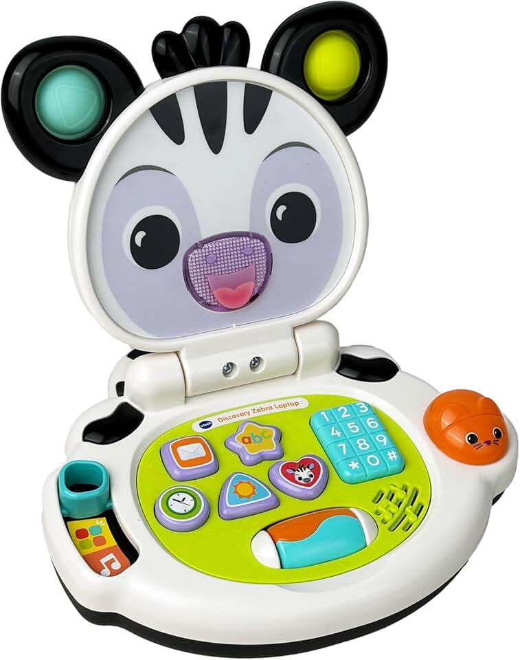 Baby Discovery Zebra Laptop, Interactive Baby Toy with Light
