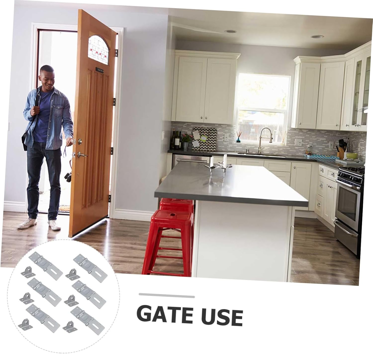 Generic 10sets Right Angle Hasp Lock Silver Door Clasp Mounting Screws Easy to Install Hasp for Enhanced Security Gates and Doors