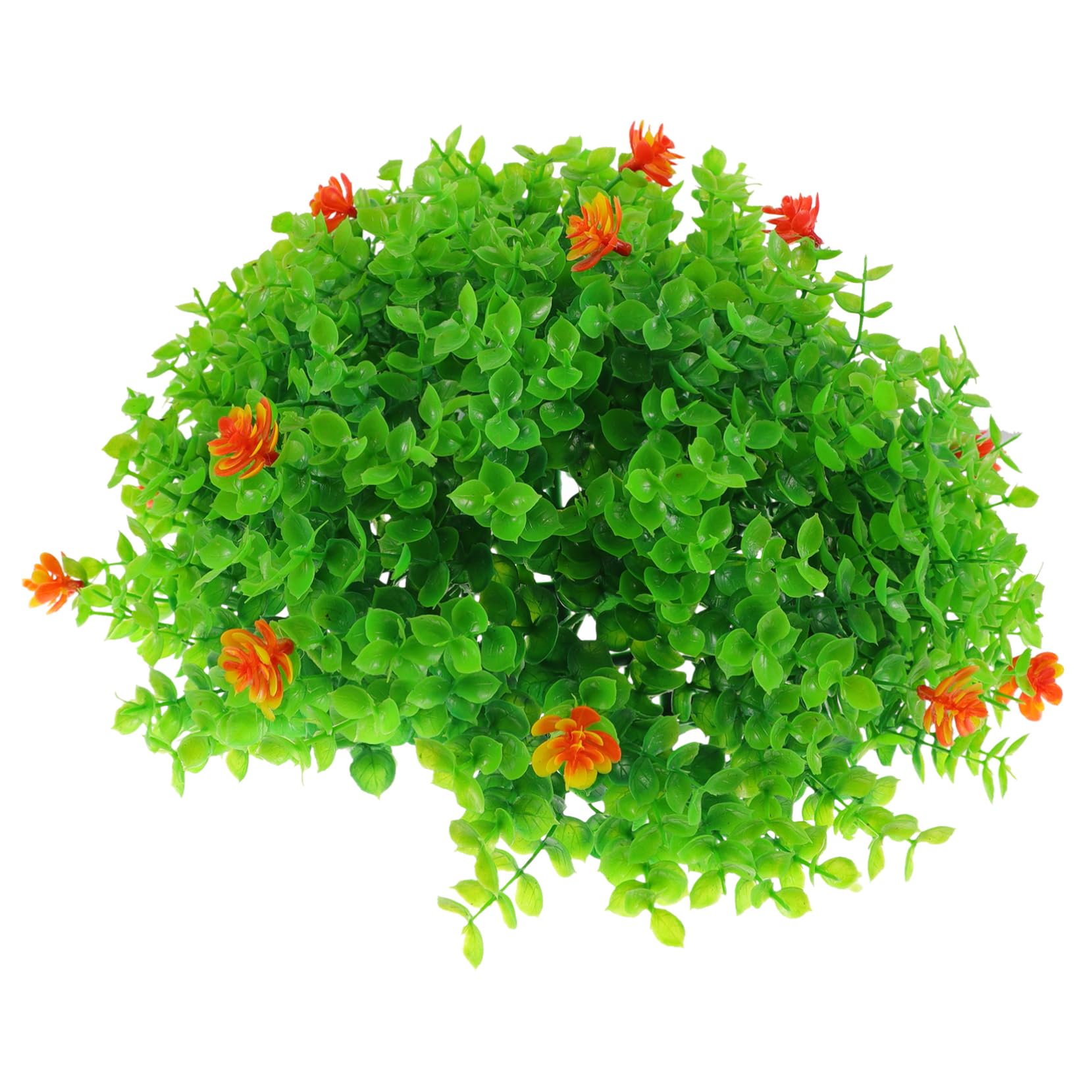 STOBAZA Artificial Eucalyptus Topiary Ball Faux Plant Sphere with Flowers for Indoor Outdoor Hanging Decor Plastic Decorative Grass Ball for Home Wedding Porch