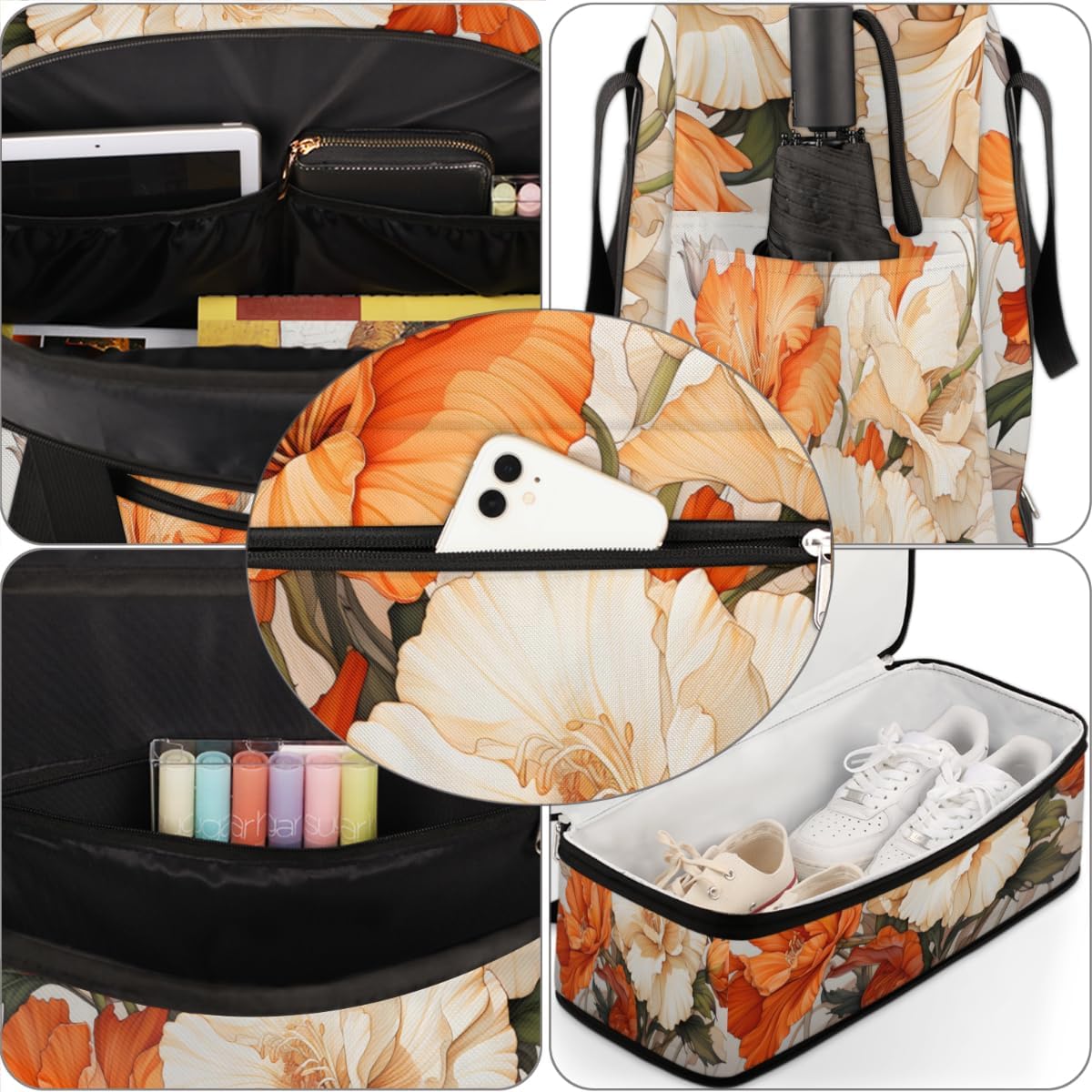 QsirBC The Spring Art Gym Bag for Women Duffle Tote with Shoes Compartment Men Weekender Duffel for Dance Travel Sports Swimming Overnight
