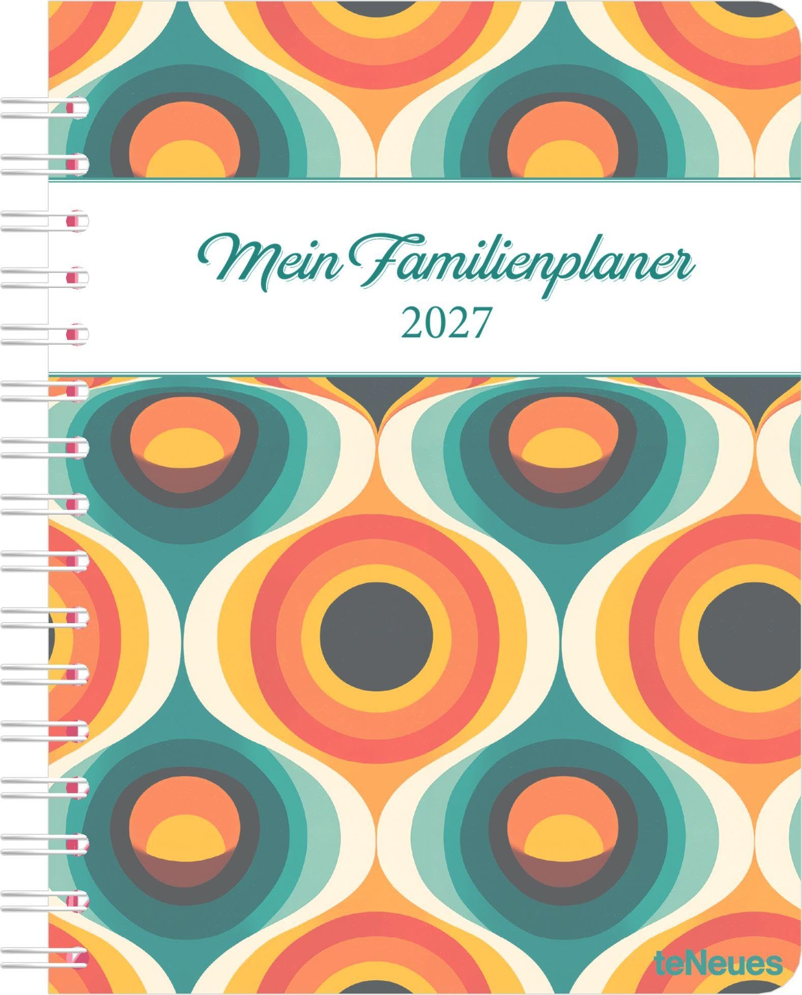 Agenda familial 2027 vintage semainier 5 colonnes avec pochette pour organiser le quotidien