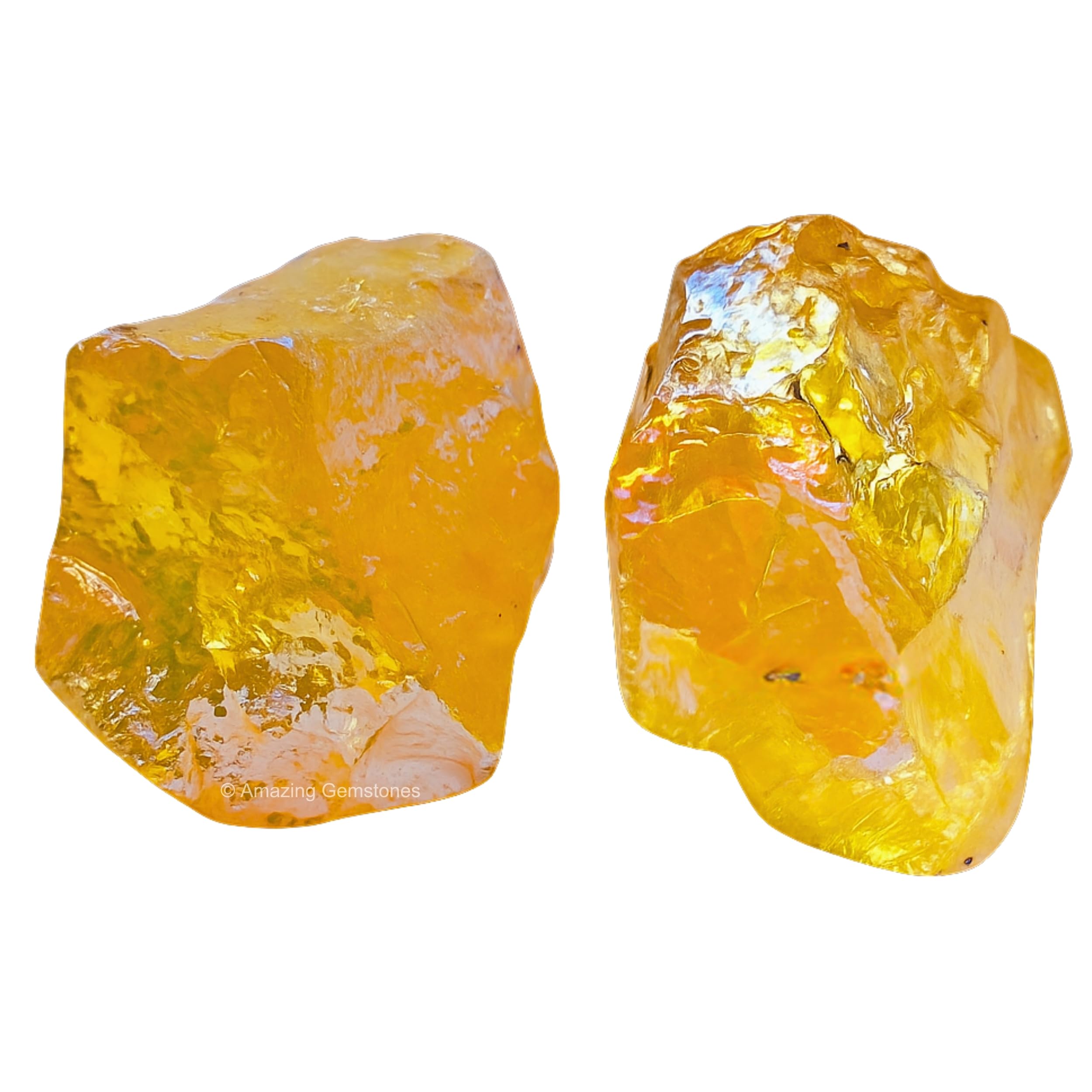 Yellow Aura Quartz Crystals and Healing Stones, 2 Piece Raw | Certified Healing Crystal Rough Rocks For Tumbling and DIY Projects Gifts - Positive Energy, Chakra Healing, Meditation