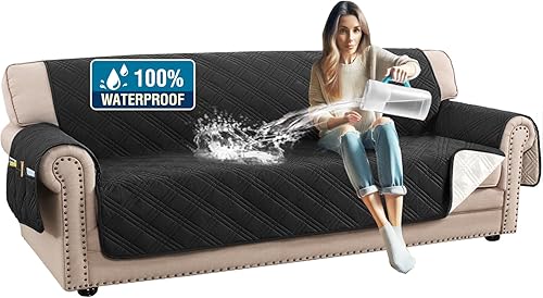 Miniatura 44 de H.VERSAILTEX Fundas de sofá 100% impermeables para mascotas, fundas deslizantes modernas para sofás/sofás, funda de sofá gruesa y suave lavable