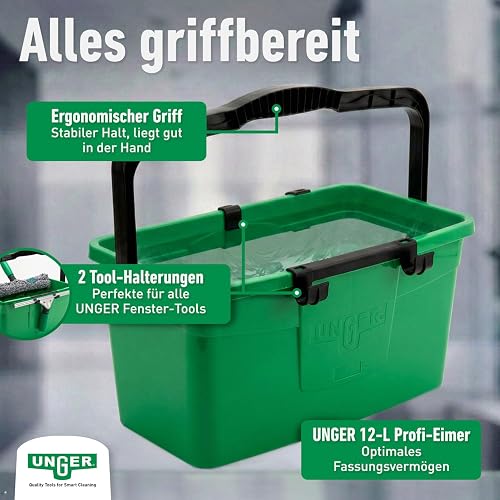 UNGER Window Cleaner Kit - Washer, Squeegee, Bucket, Liquid, Scraper, Cloth - 7