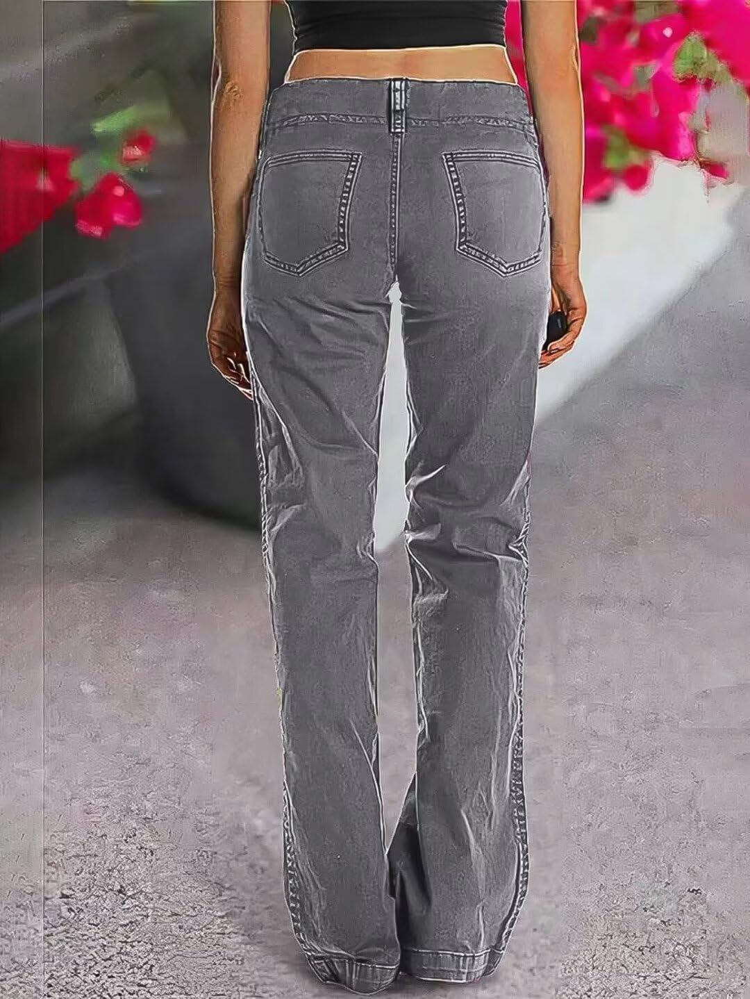 Flamingals Women's Wide Leg Cargo Pants Mid Waist Straight Leg Business Casual Work Dress Pants - Image 3