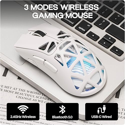 Miniatura 4 de MechLands Aula SC620 - Ratón inalámbrico para videojuegos, 2.4GUSB-CBT con batería de 400 mAh, 12,000 DPI ajustable y frecuencia de sondeo de 1000,