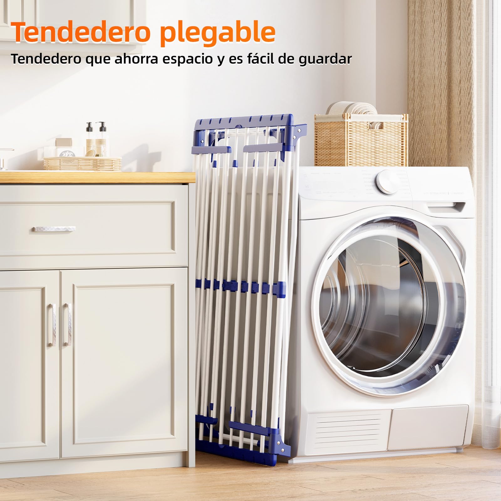 KINGBOARD Tendedero plegable para ropa interior y exterior, estante de secado de ropa, plegable, ahorra espacio, para secar toallas y muñecas, color blanco