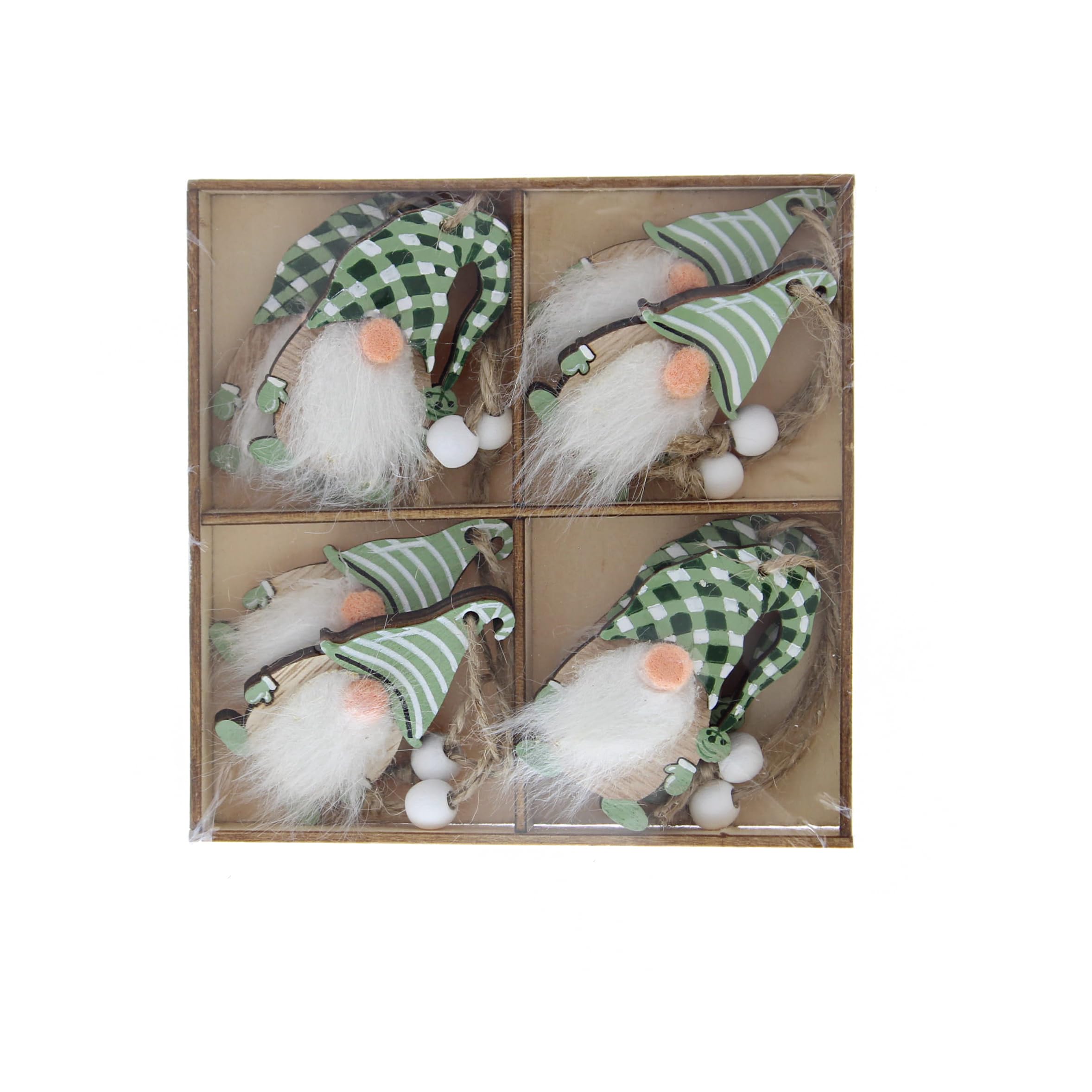 Festive Productions Green/White Assorted Wooden Gonks Hanging Christmas Decoration Pack Of 8 6Cm Christmas Decoration Gonk Themed Décor Xmas Decoration Perfect For Home Living Room Christmas Trees