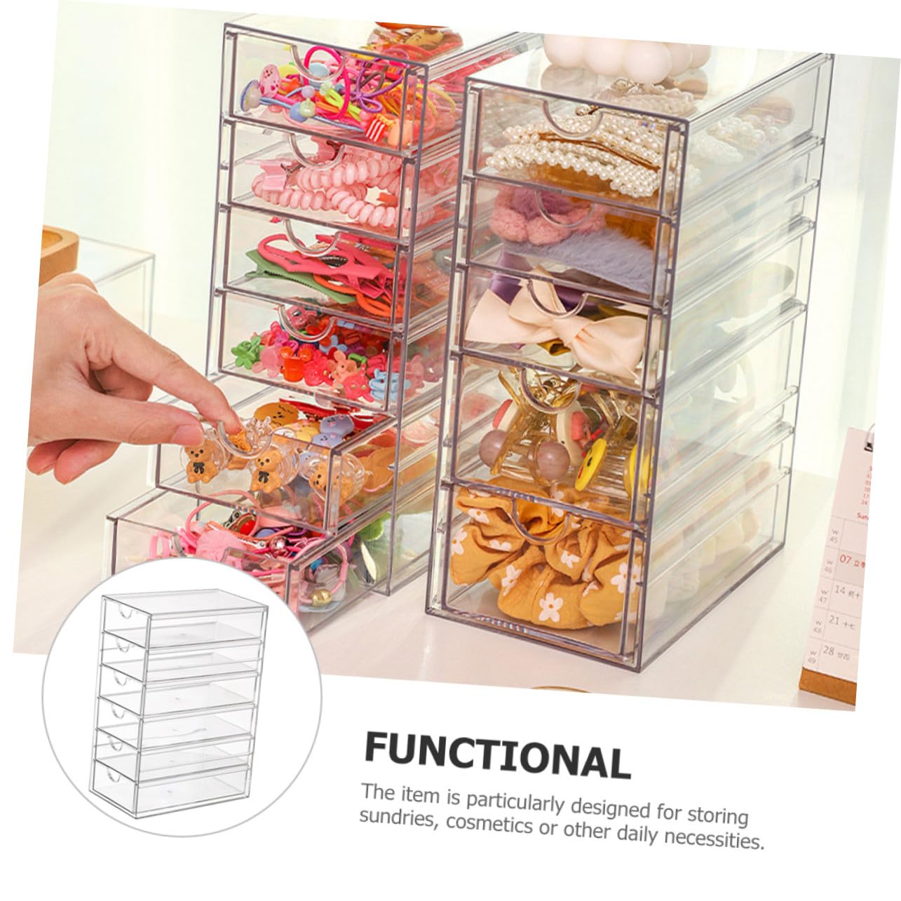 Organizador Transparente de Escritorio de Caja Multiusos de Almacenamiento para Cosméticos Maquillaje y Pequeños Objetos con Diseño Resistente y Capacidad Amplia