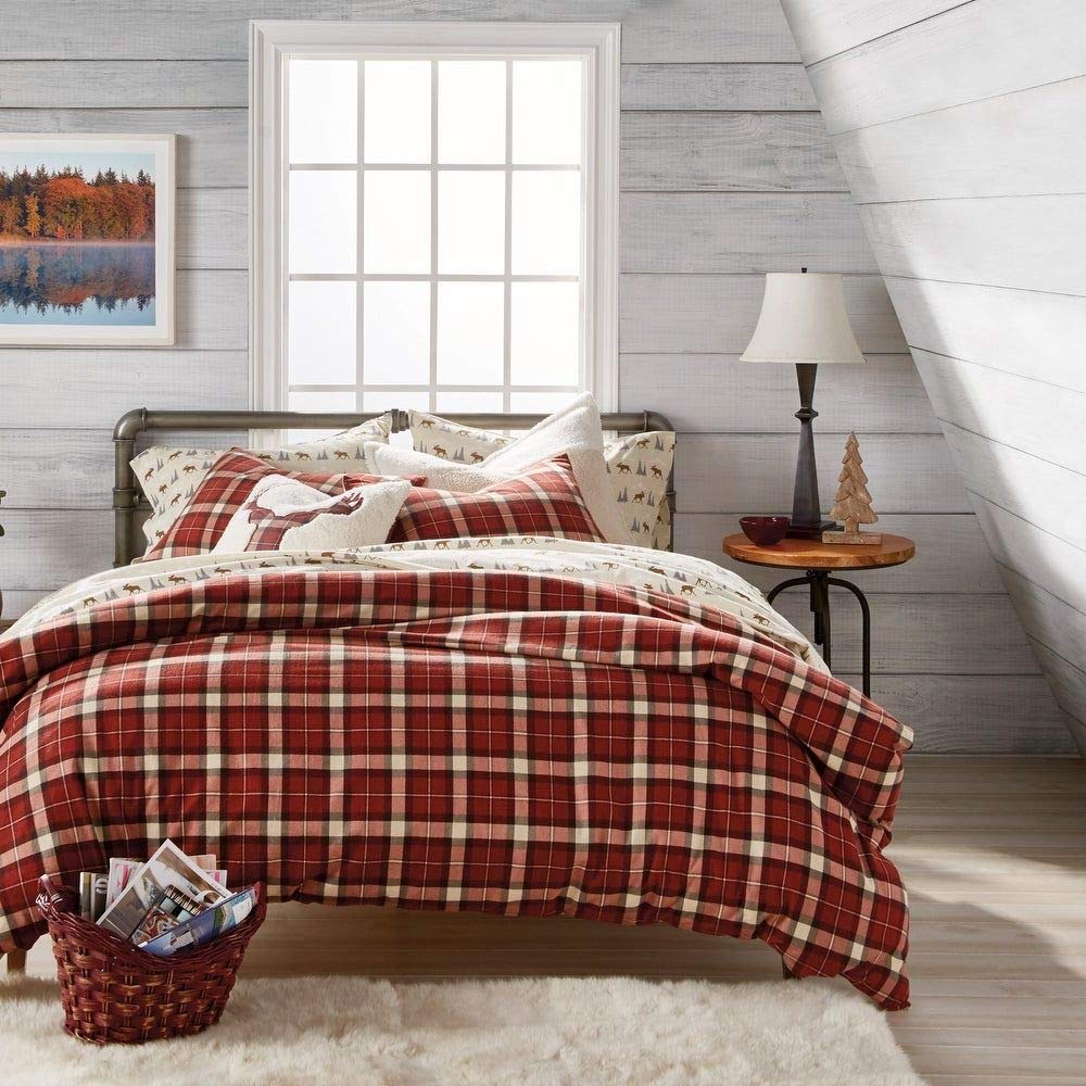 Cabin Lodge Style Plaid Comforter Set 