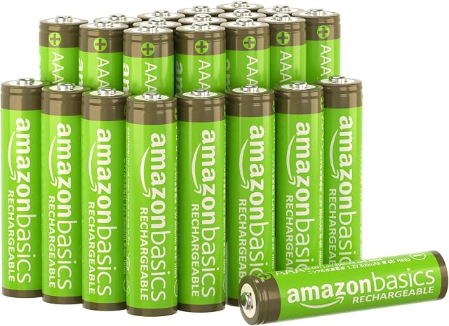 Amazon Basics AAA Rechargeable Batteries 800mAh (Triple A), Pre-charged, 24-Pack