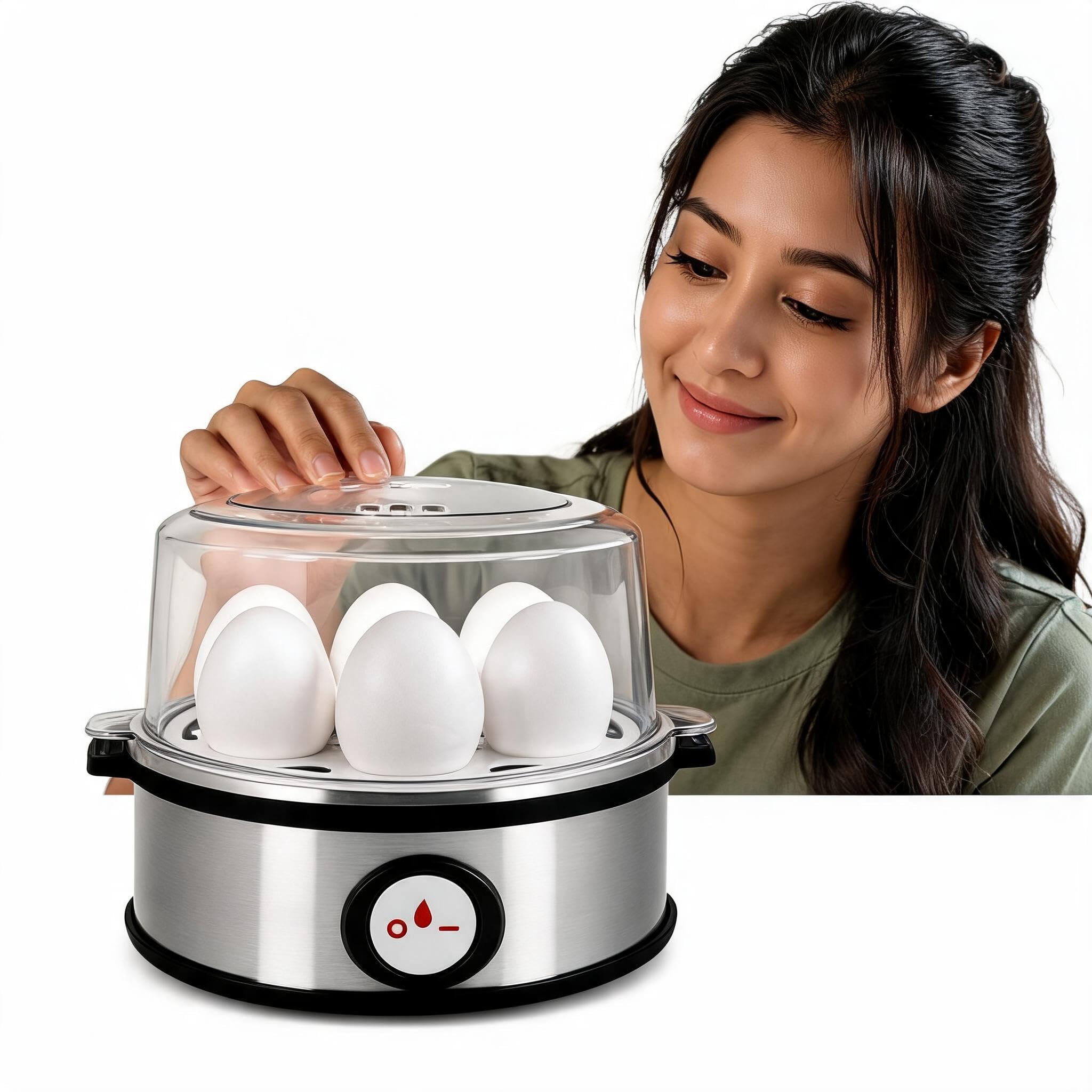 Drumstone 𝟱 𝗬𝗲𝗮𝗿 𝗘𝘅𝗰𝗹𝘂𝘀𝗶𝘃𝗲 𝗪𝗮𝗿𝗿𝗮𝗻𝘁𝘆Electric Egg Boiler 7 Egg Capacity 360W | Automatic Fast Egg Cooker & Steamer for Home Kitchen | Compact Breakfast Cooking Appliance-image-31