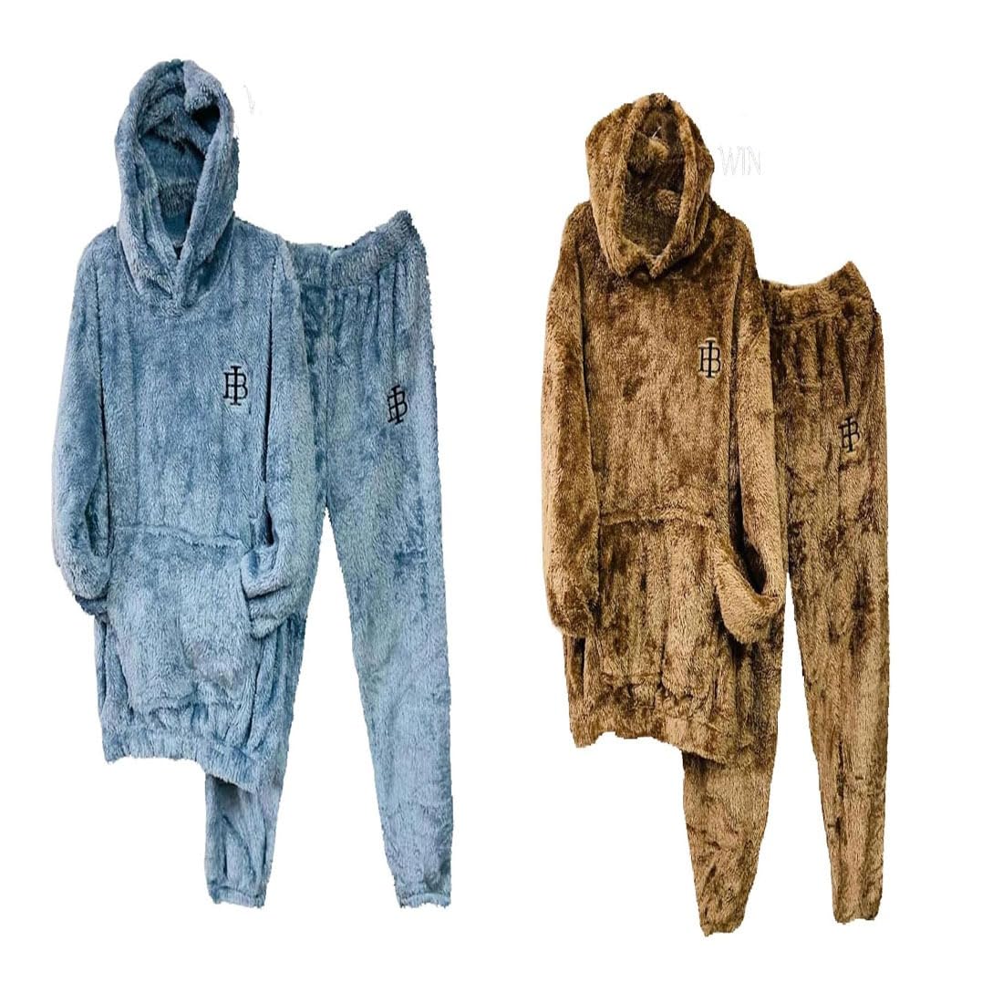 cigain Women's and Men's Wool Blend & Fleece Long Sleeve Pullover Hoodies Set Full Length Winter Nightwear Pajama and top Set Tracksuit Gym Suit Night Suit Set-picture-12
