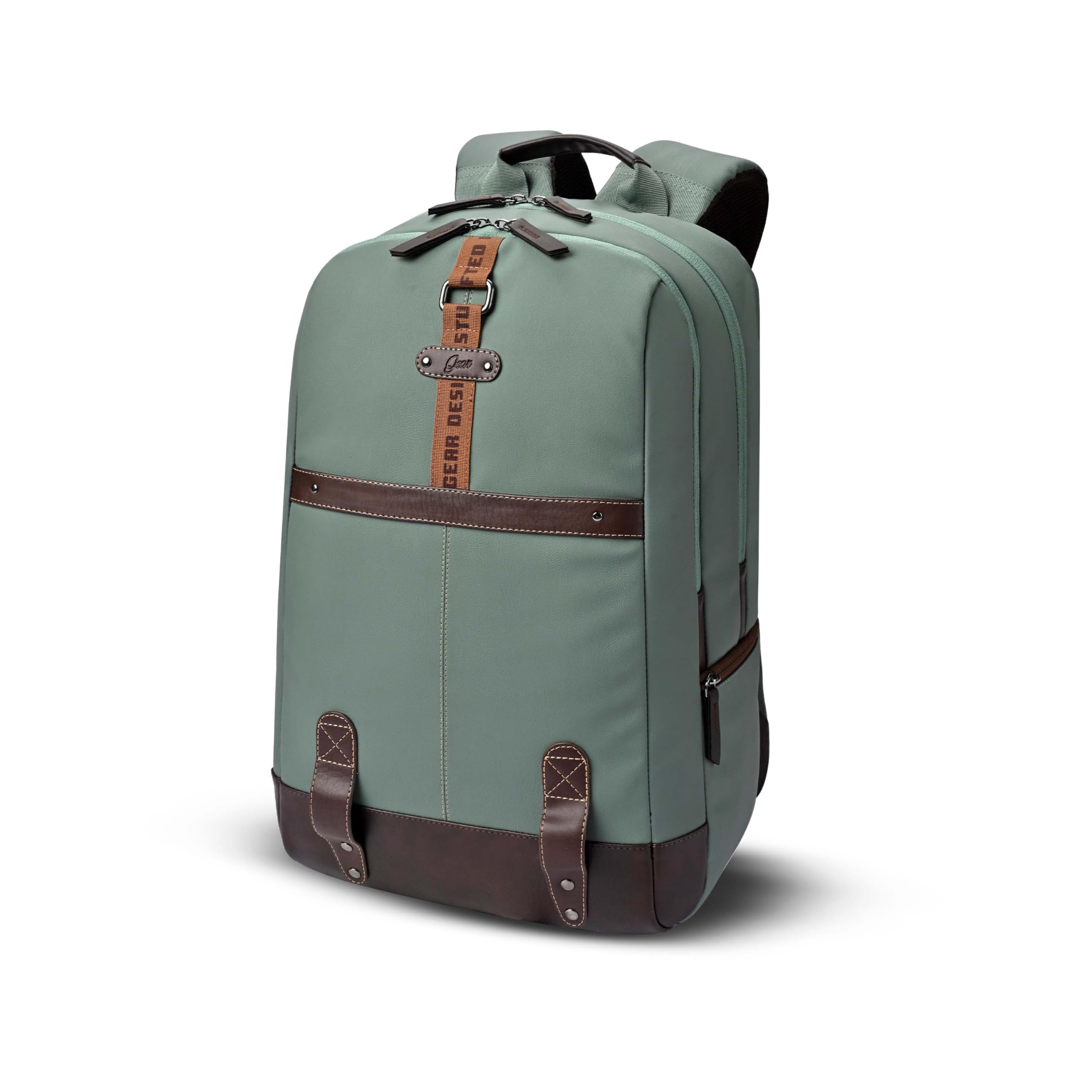 Gear Classic 4 19"/31L Medium Faux Leather Water Resistant Anti Theft Laptop Backpack | Casual Backpack | Daypack | Travel Backpack | College Bag For Men/Women (Teal - Brown) — Amazon image 14