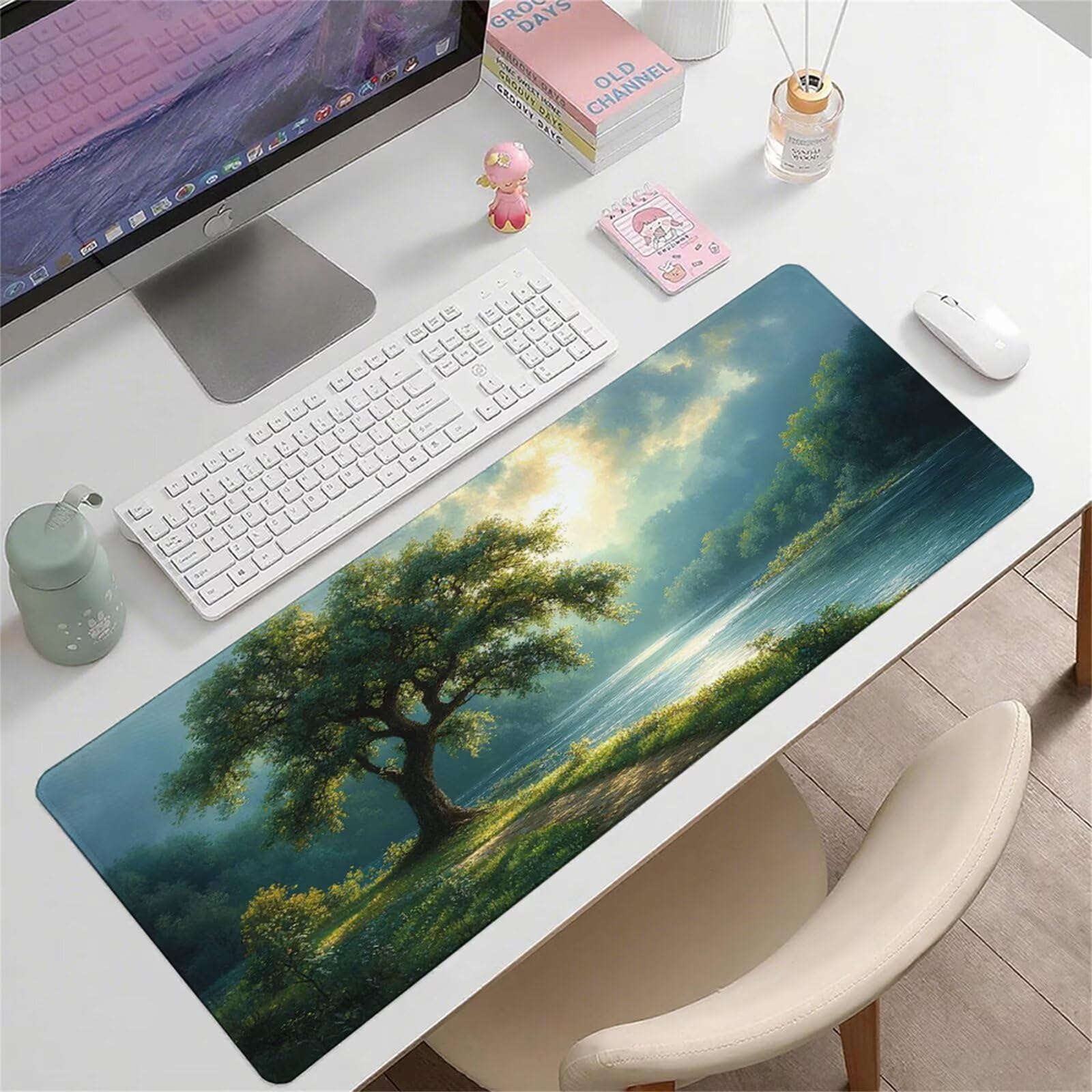 Zielona podkładka pod mysz XXL 1000 x 500 x 3 mm uchwyt na biurko akcesoria antypoślizgowa gumowa podstawa i szyte krawędzie podkładka pod mysz dla graczy do dekoracji biura dekoracyjnego, prezenty