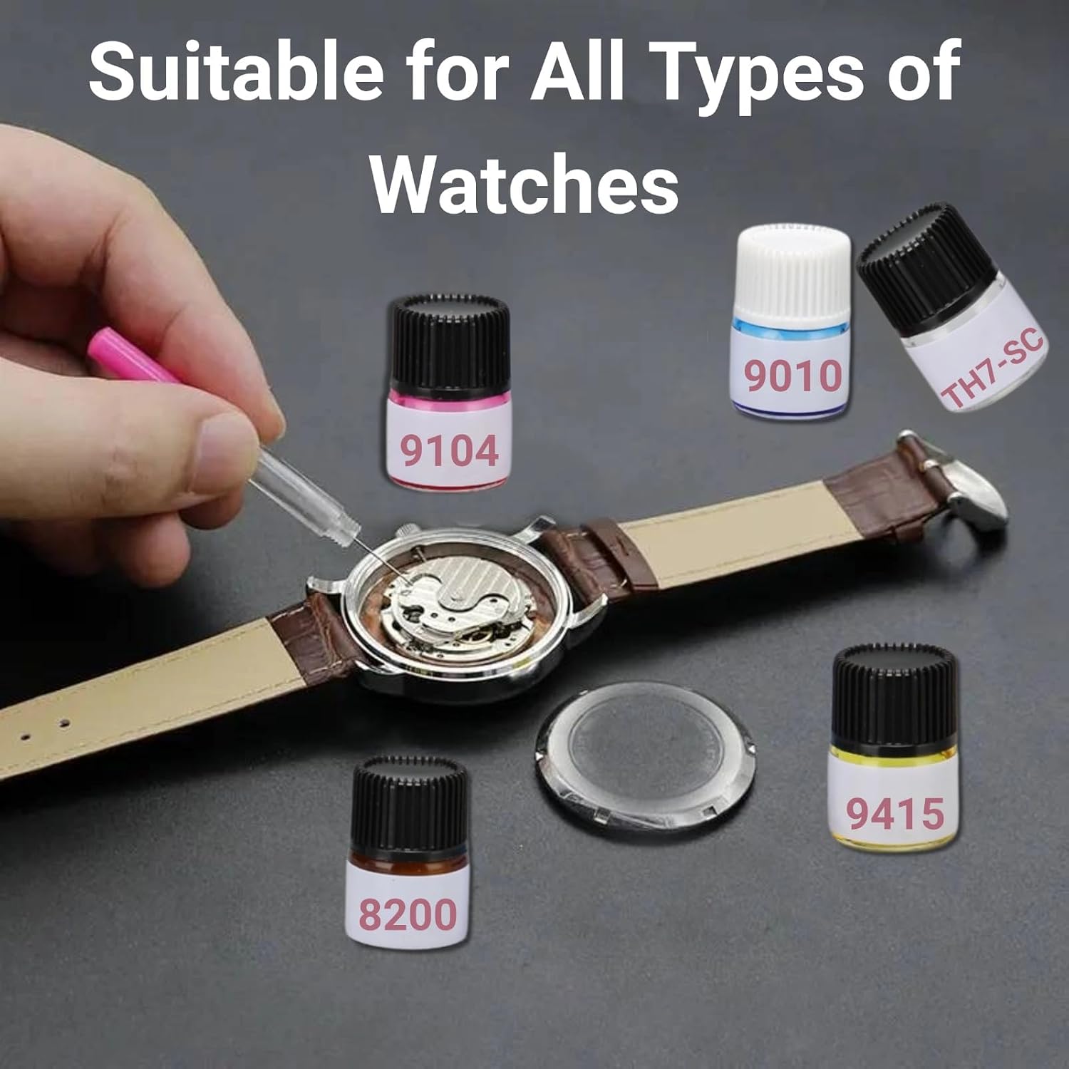 5PCS Watch Oil Kit Synthetic Lubricating Oil, Smooth Repair Tool for Watchmaker Workers, Lubricant Watchmaker Tools for All Watch Movements, Watch Repair Tools & Kits