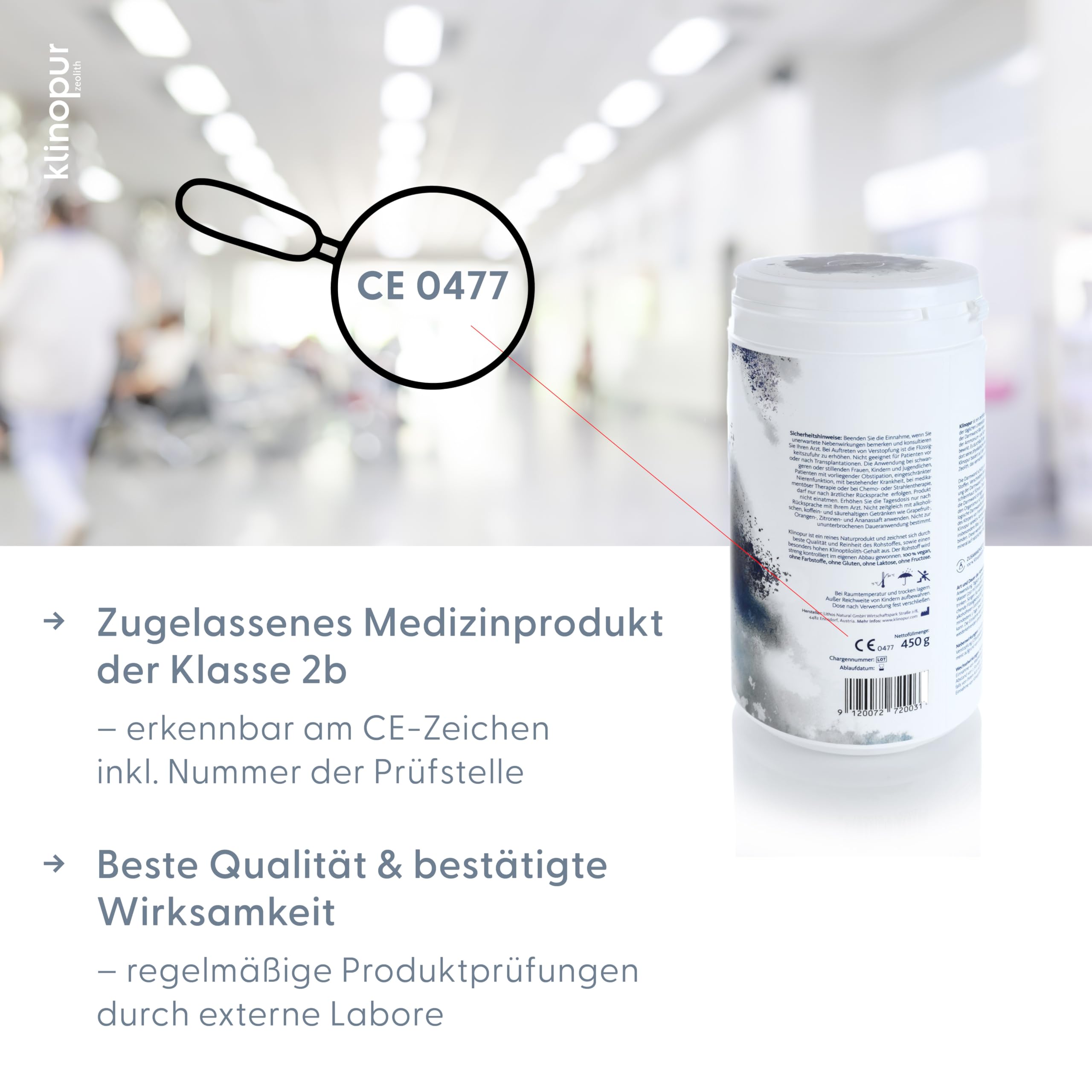 Zeolith 400g Premium Produkt, 100%, [4 µm ultrafein], Klinoptilolith, Zeolith Pulver